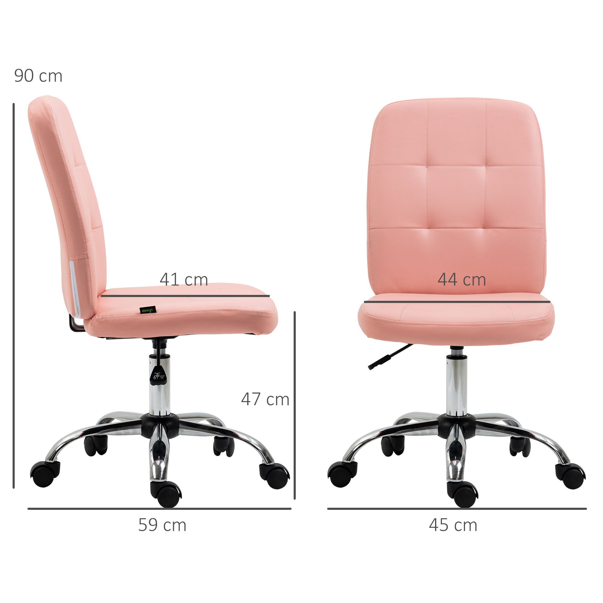 Vinsetto Armless Faux Leather Office Chair - Pink - North Peak Garden Furniture