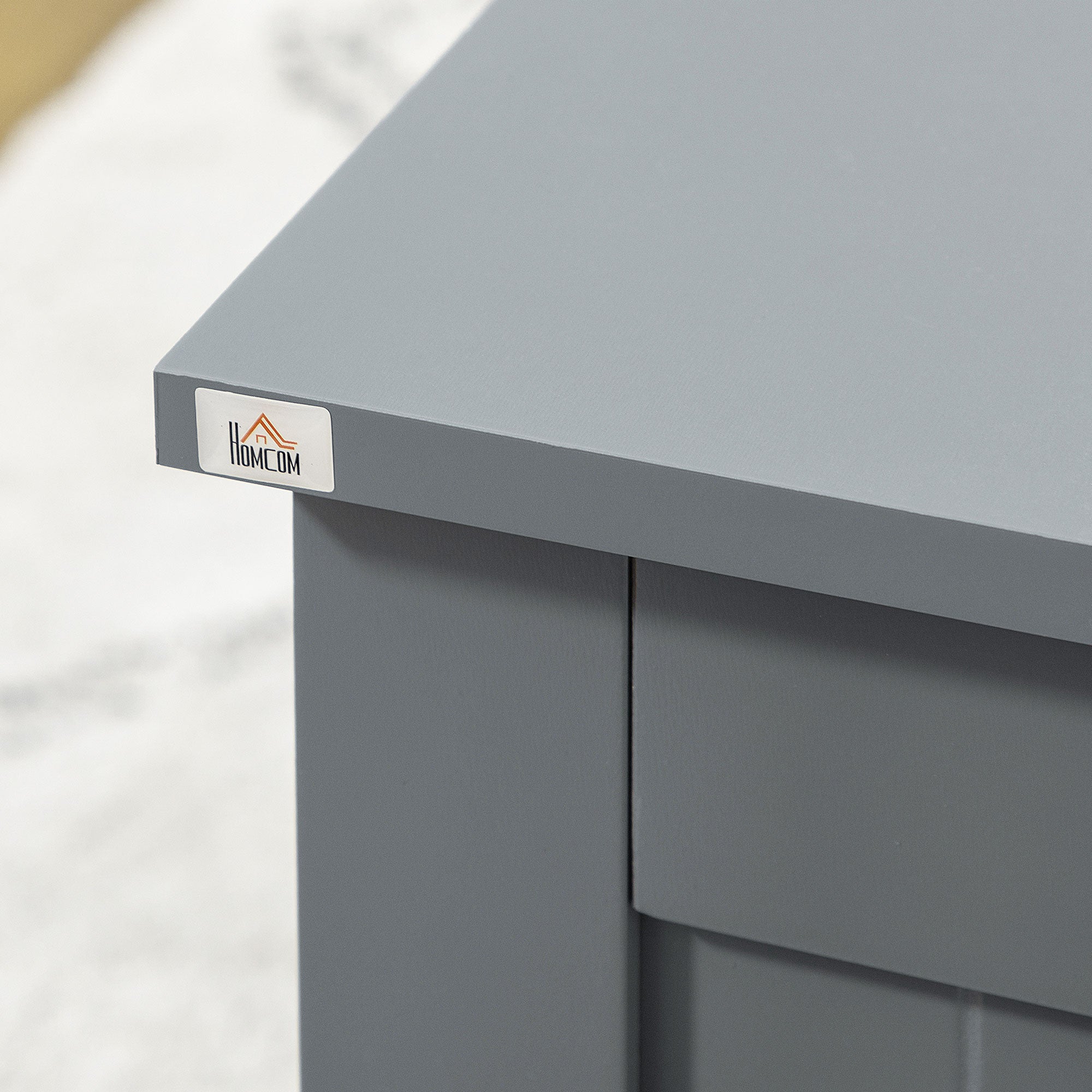 HOMCOM Large Storage Box Toy Chest Cabinet Container Unit Organizer with Lid & Safety Hinges, Grey - North Peak Garden Furniture