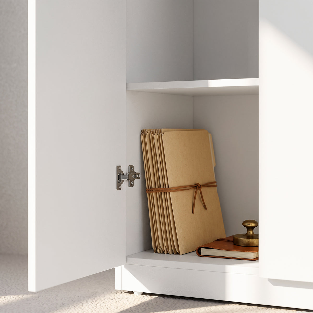 HOMCOM 120 cm Tall Storage Cabinet Cupboard, 3-Tier File Organiser Wooden Filing Cabinet, White