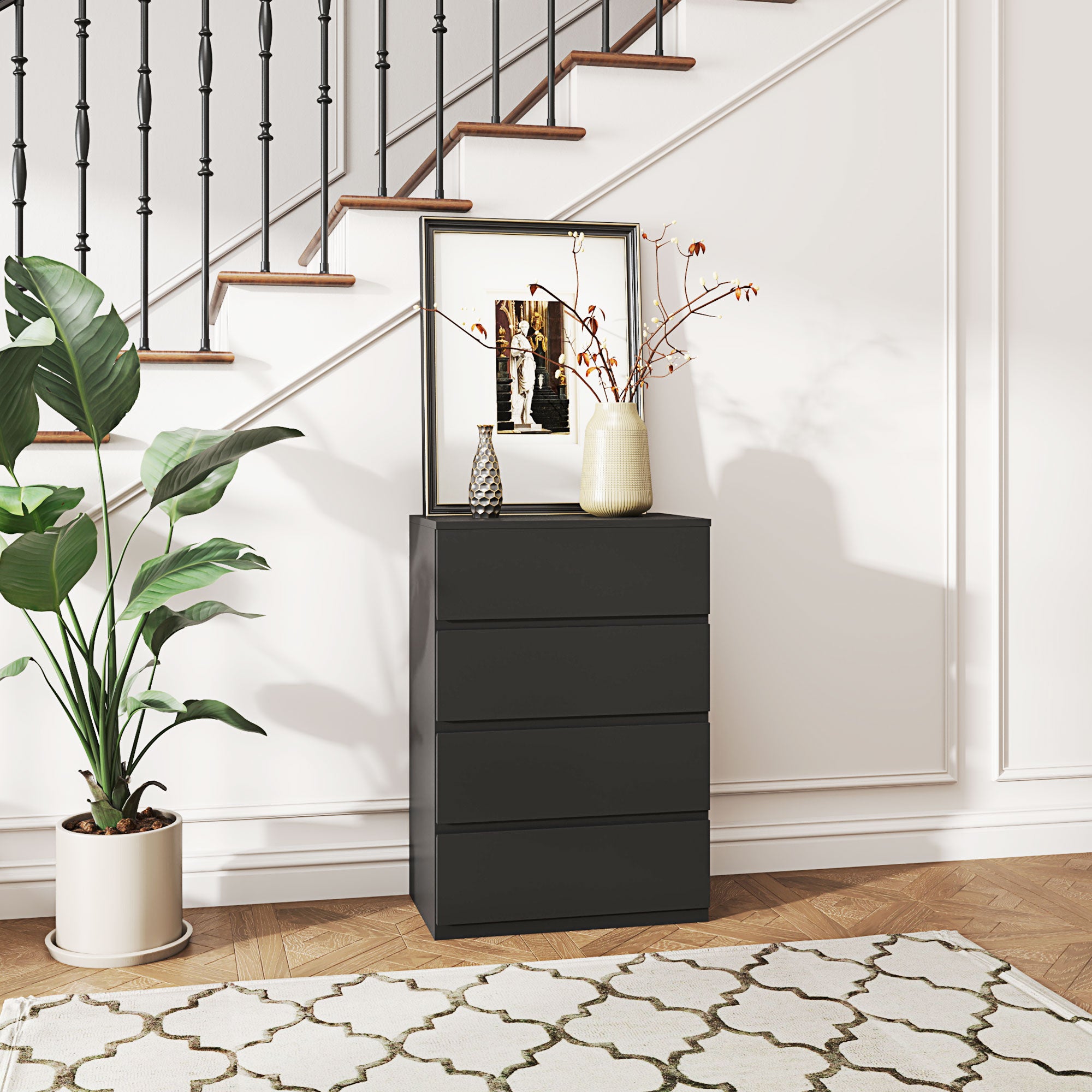 HOMCOM Chest of Drawers, 4-Drawer Storage Cabinets, Modern Dresser, Storage Drawer Unit for Bedroom - North Peak Garden Furniture