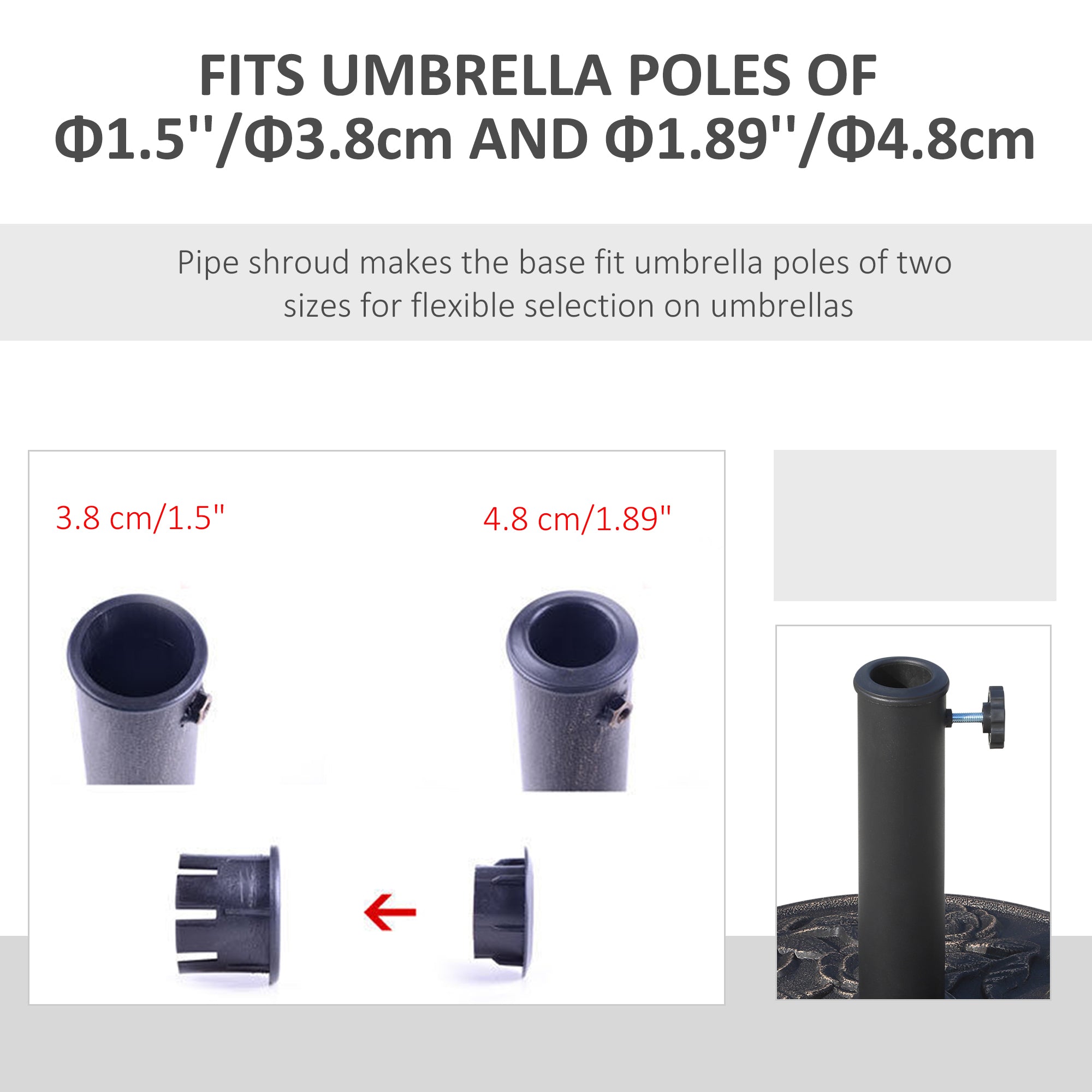 Outsunny 9kg Garden Parasol Base, Round Resin Sun Umbrella Base, Outdoor Umbrella Stand for 38mm or 48mm Outdoor Umbrella Poles, Bronze Tone - North Peak Garden Furniture