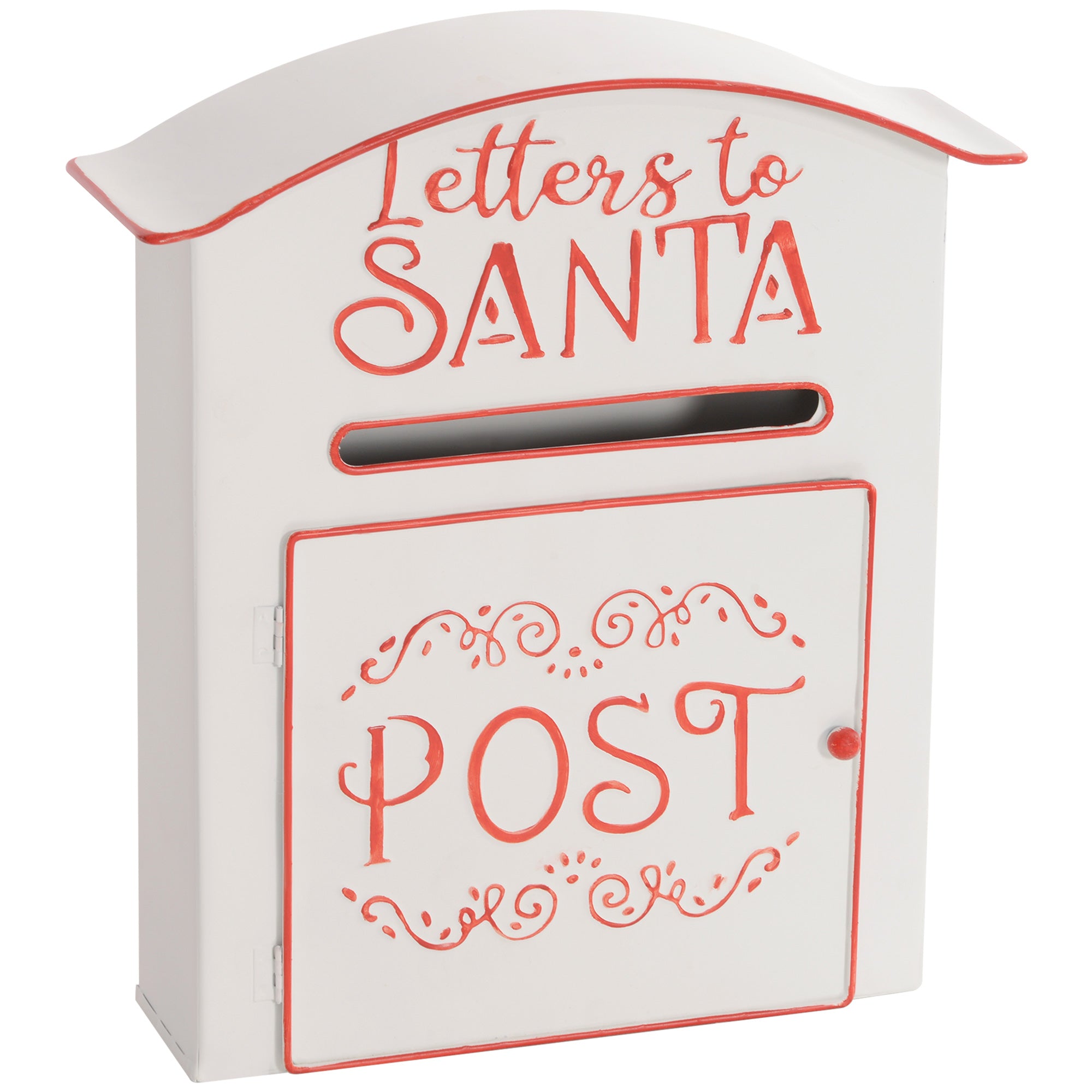 HOMCOM A5 Christmas Letter Postbox - White/Red - North Peak Garden Furniture
