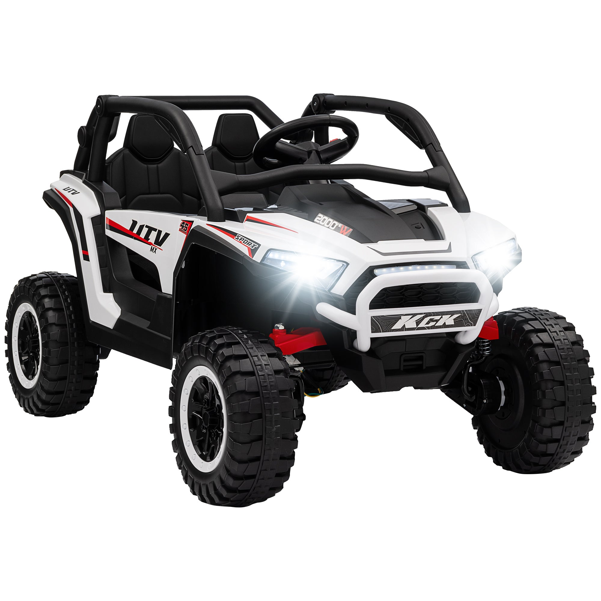 AIYAPLAY 2 Seater 24V 7AH Ride on Truck, Battery Powered Electric Ride On Car w/ Remote, Suspension, 3 Speeds - White