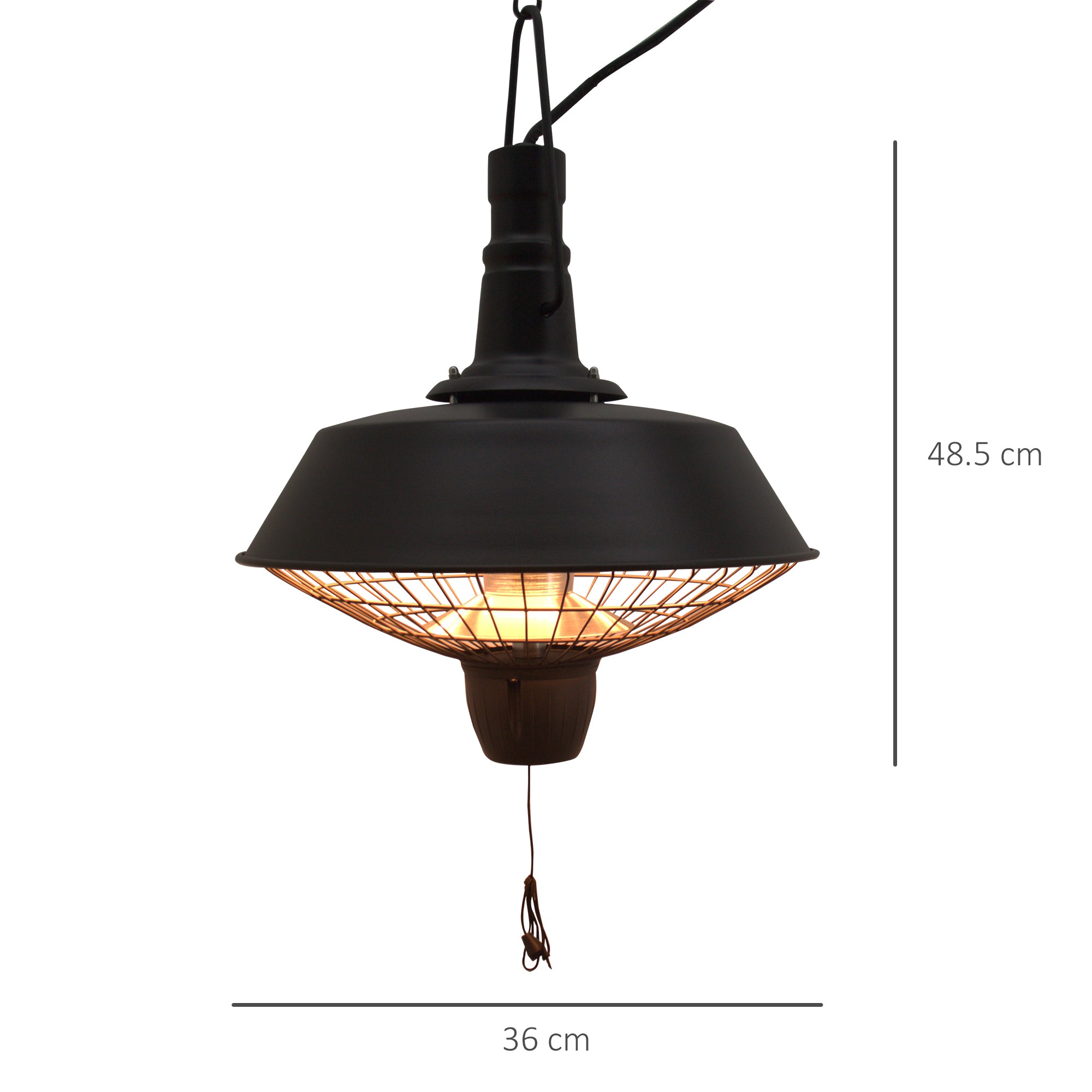 Outsunny 2100W Outdoor Ceiling Mounted Halogen Electric Heater Hanging Patio Garden Warmer Light - Black - North Peak Garden Furniture