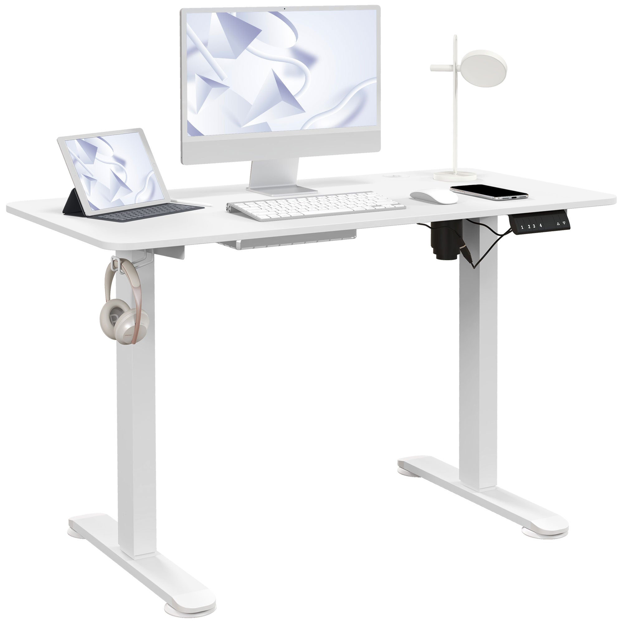 Vinsetto 72-116cm Adjustable Electric Standing Desk, 120 x 60cm Tabletop - White - North Peak Garden Furniture