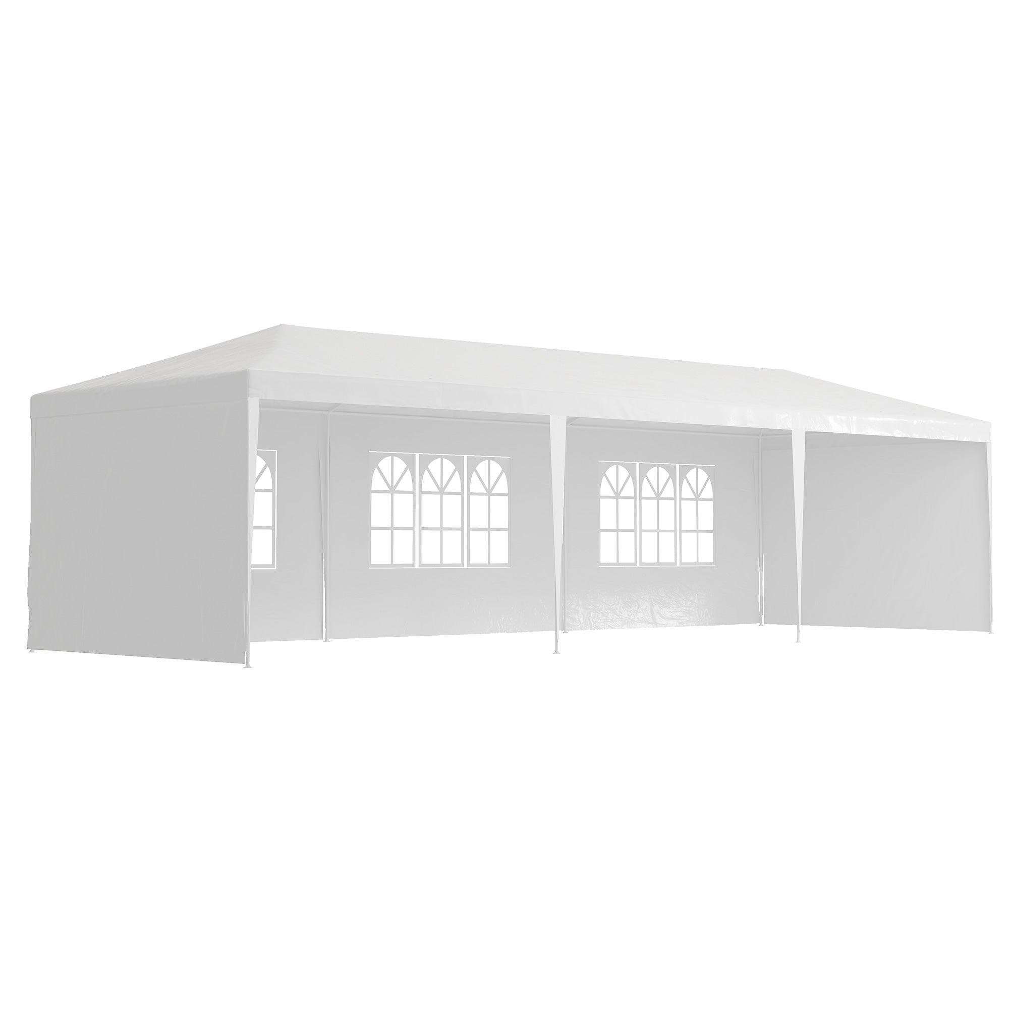 Outsunny Garden Gazebo Marquee Party Wedding Tent Canopy (9m x 3m) - White - North Peak Garden Furniture