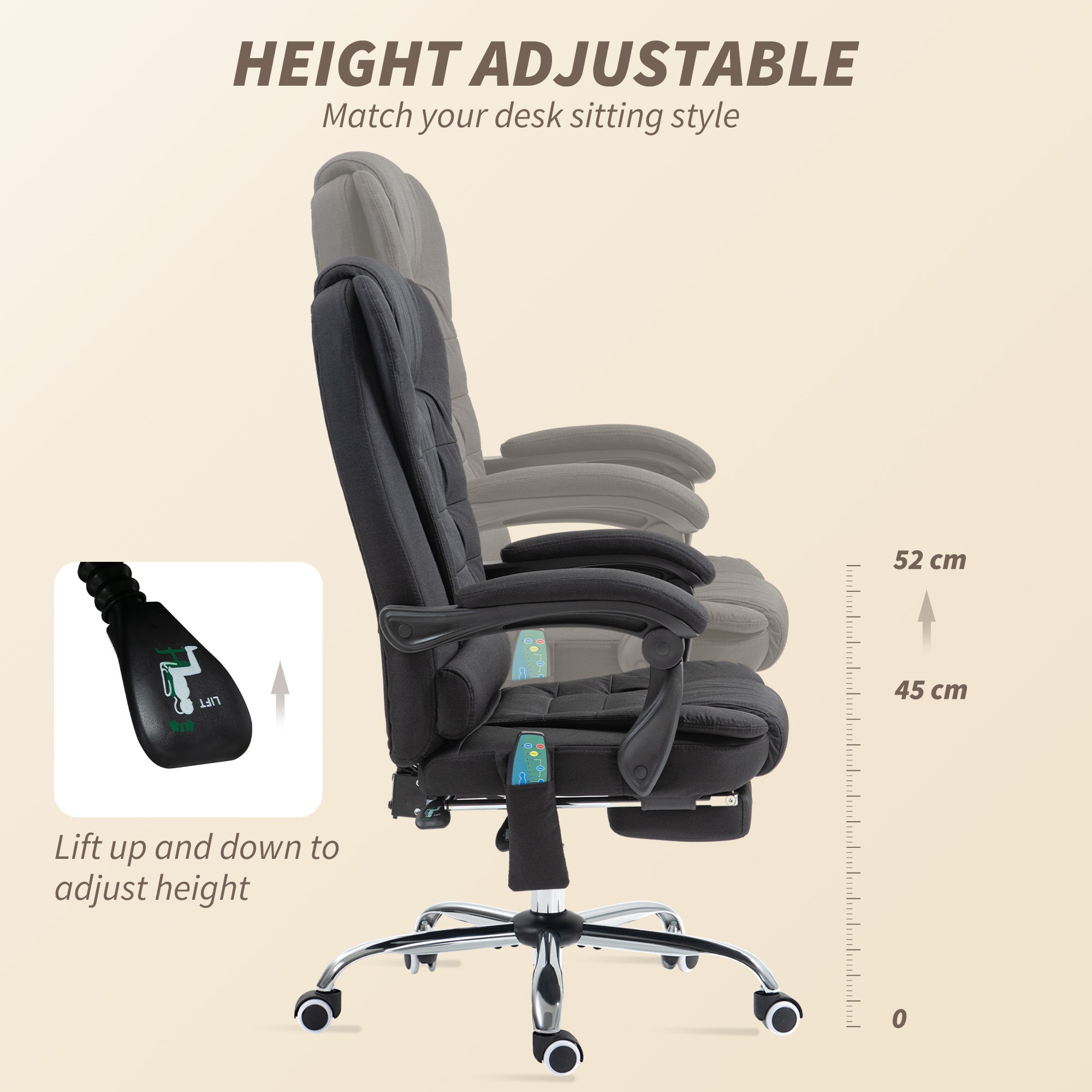Vinsetto Six-Point Massage and Heated Office Chair - Black