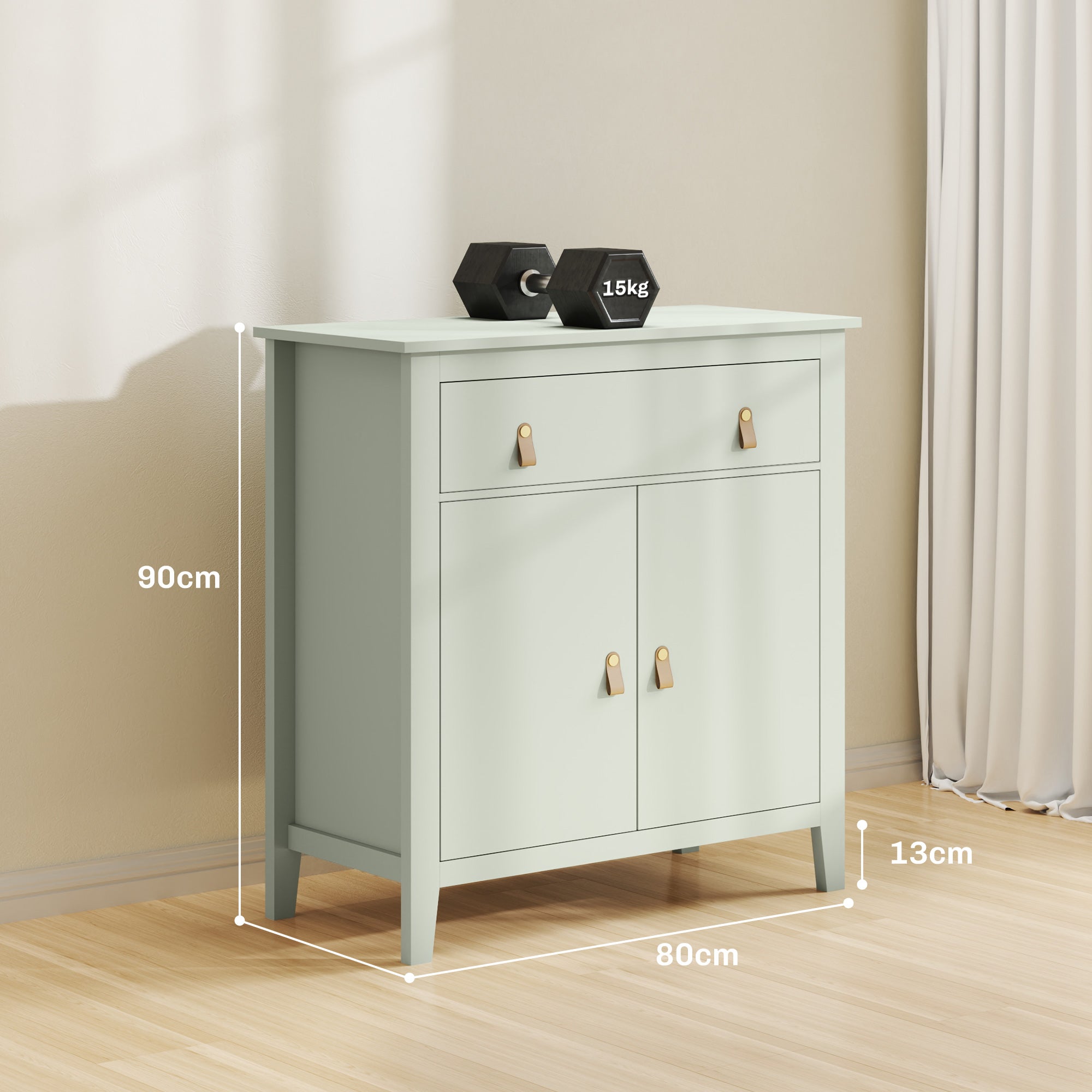 HOMCOM Farmhouse Style Sideboard - Light Green - North Peak Garden Furniture