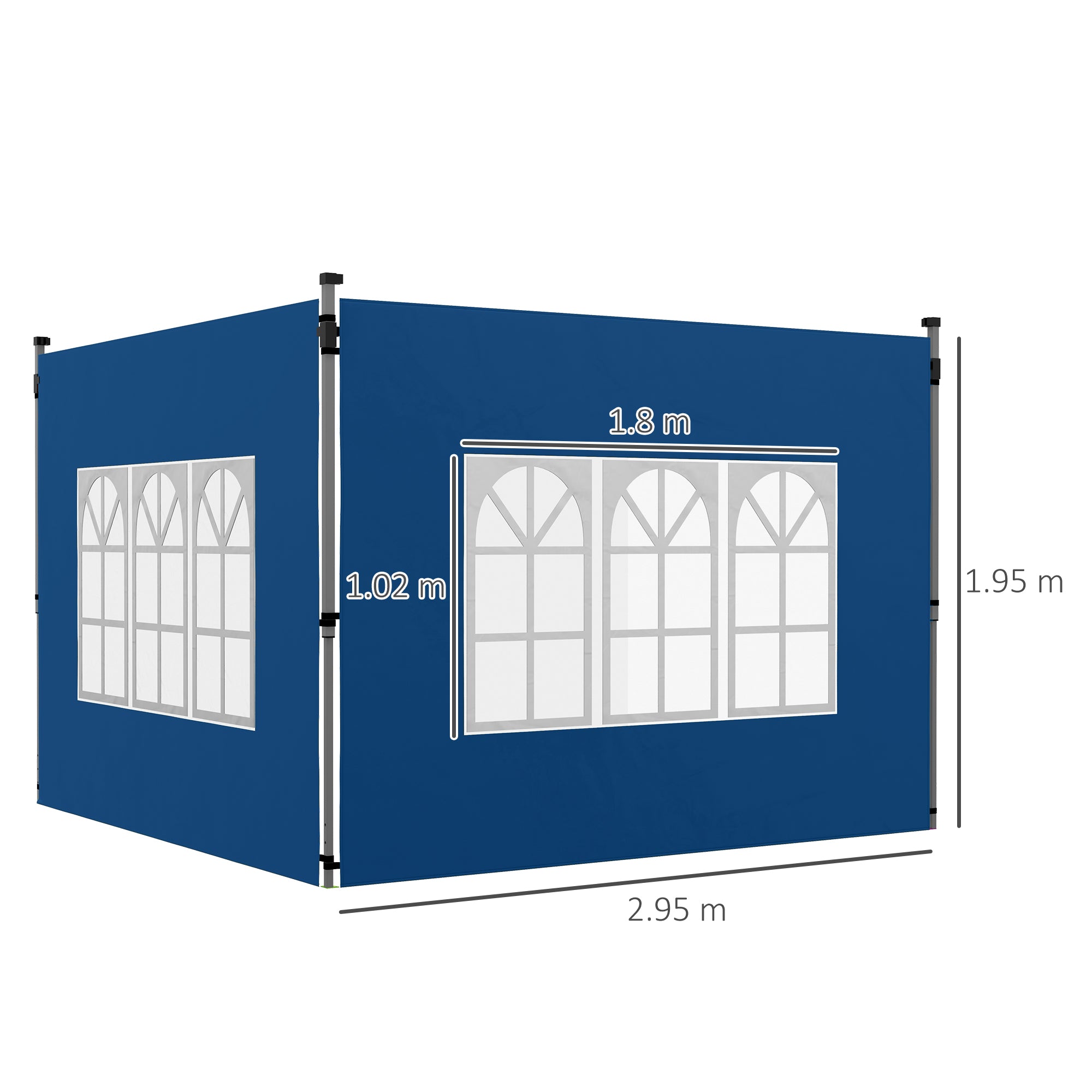 Outsunny Set of 2 Gazebo Side Panels - Blue - North Peak Garden Furniture