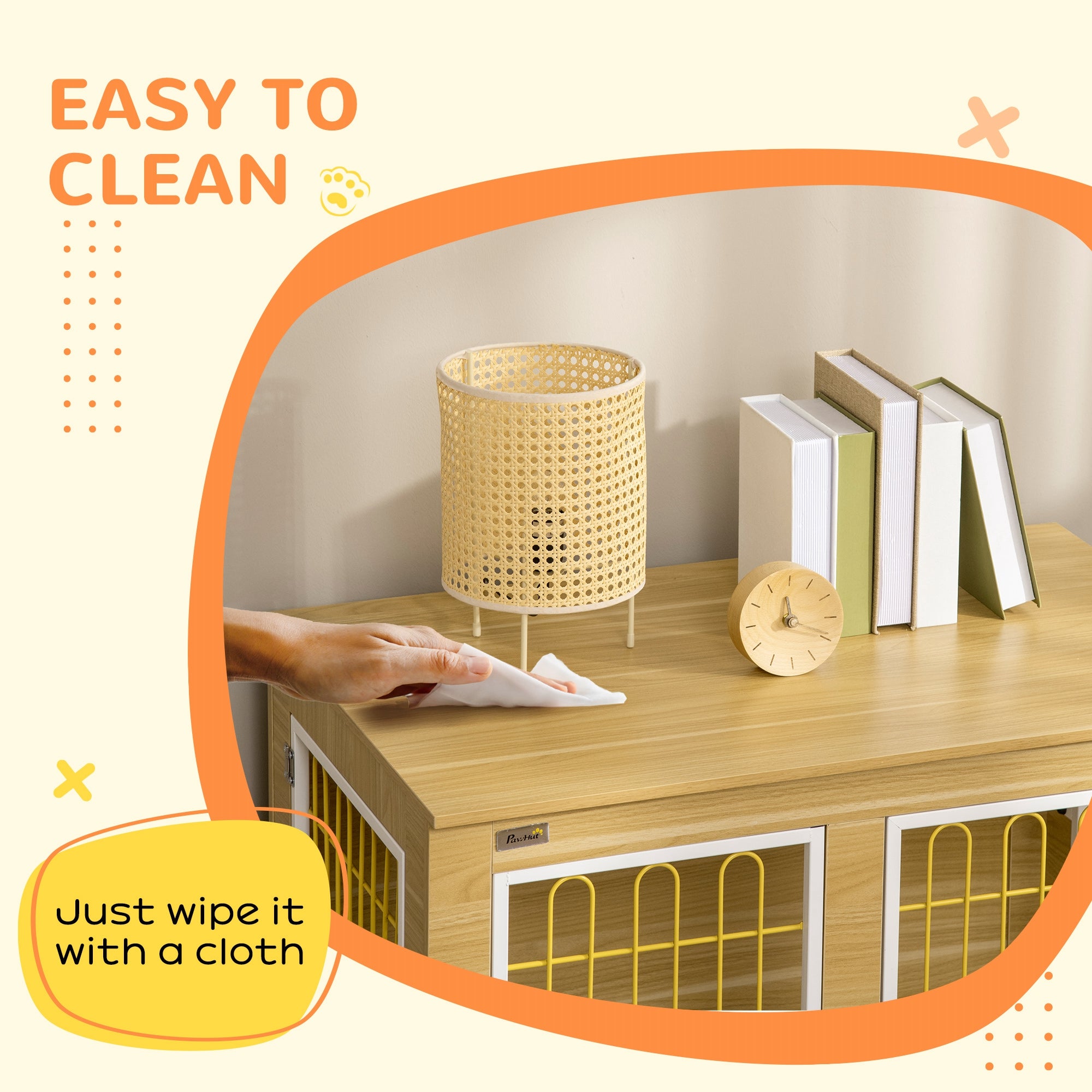 PawHut Dog Crate Furniture, Dog Cage End Table. with Soft Cushion, Double Door - Oak Tone - North Peak Garden Furniture