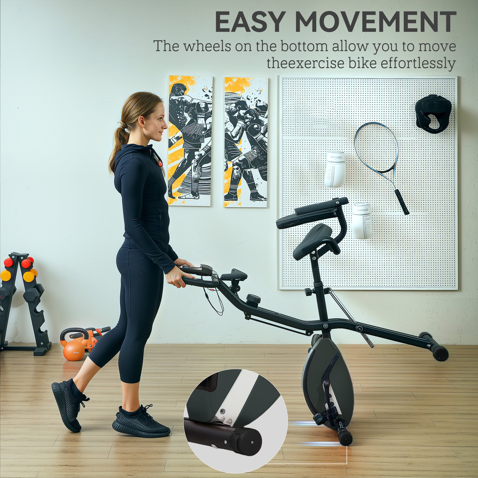 SPORTNOW 5-In-1 Folding Exercise Bike with Arm Workout Bands, Quiet 8-Level Magnetic Resistance Foldable Exercise Bike with LCD, Tablet Holder, Hand Pulse Sensor for Home Use Indoor Cycling, Black - North Peak Garden Furniture