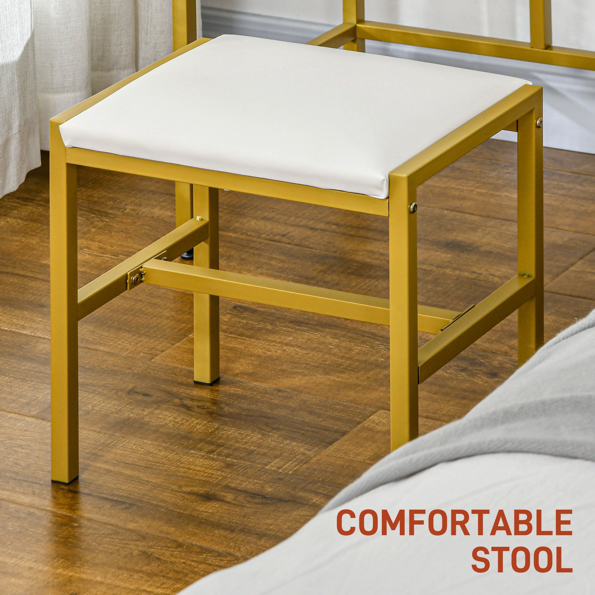 HOMCOM LED Light Dressing Table, with Stool - White - North Peak Garden Furniture