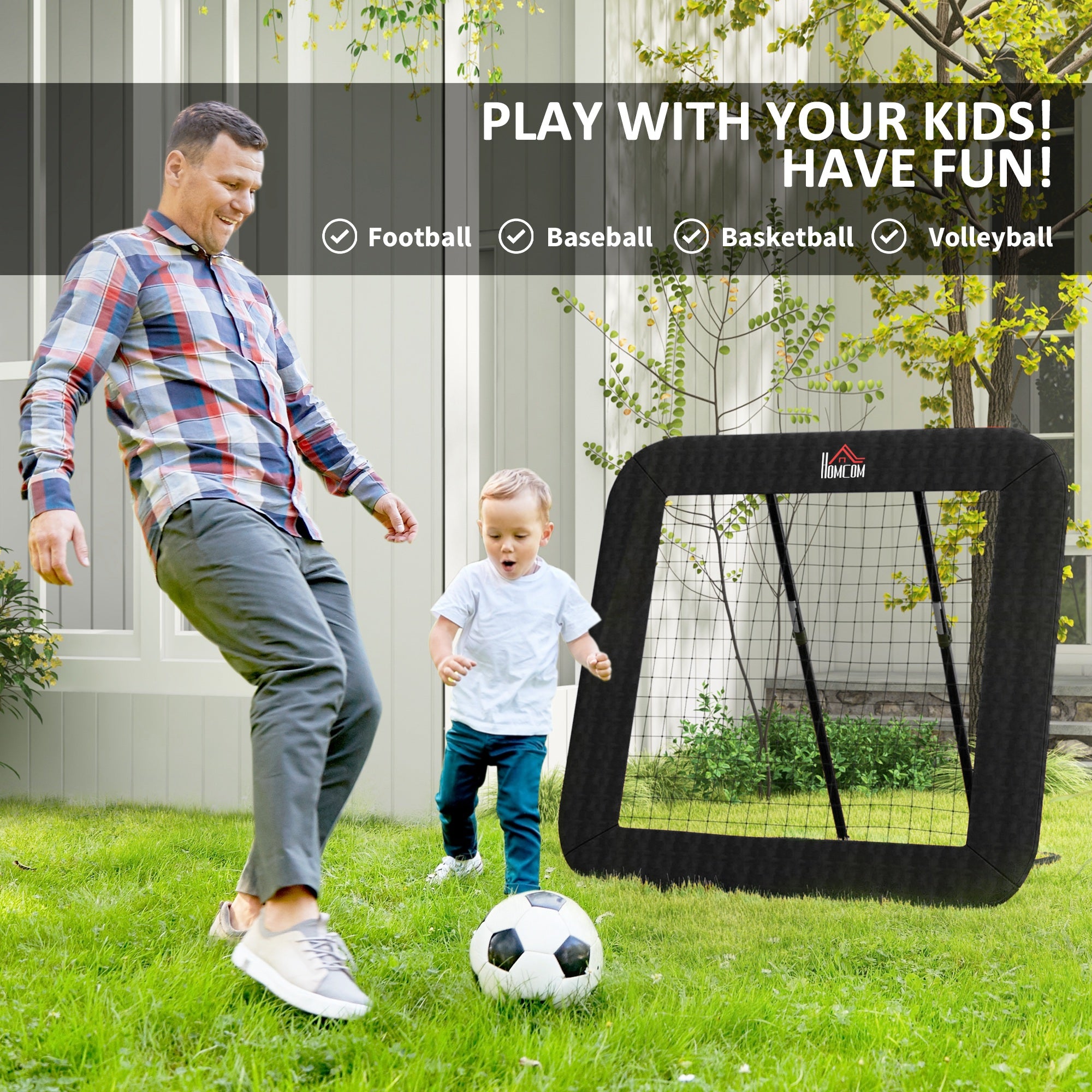 HOMCOM Football Training Net Target Goal, with Adjustable Angles - Black - North Peak Garden Furniture