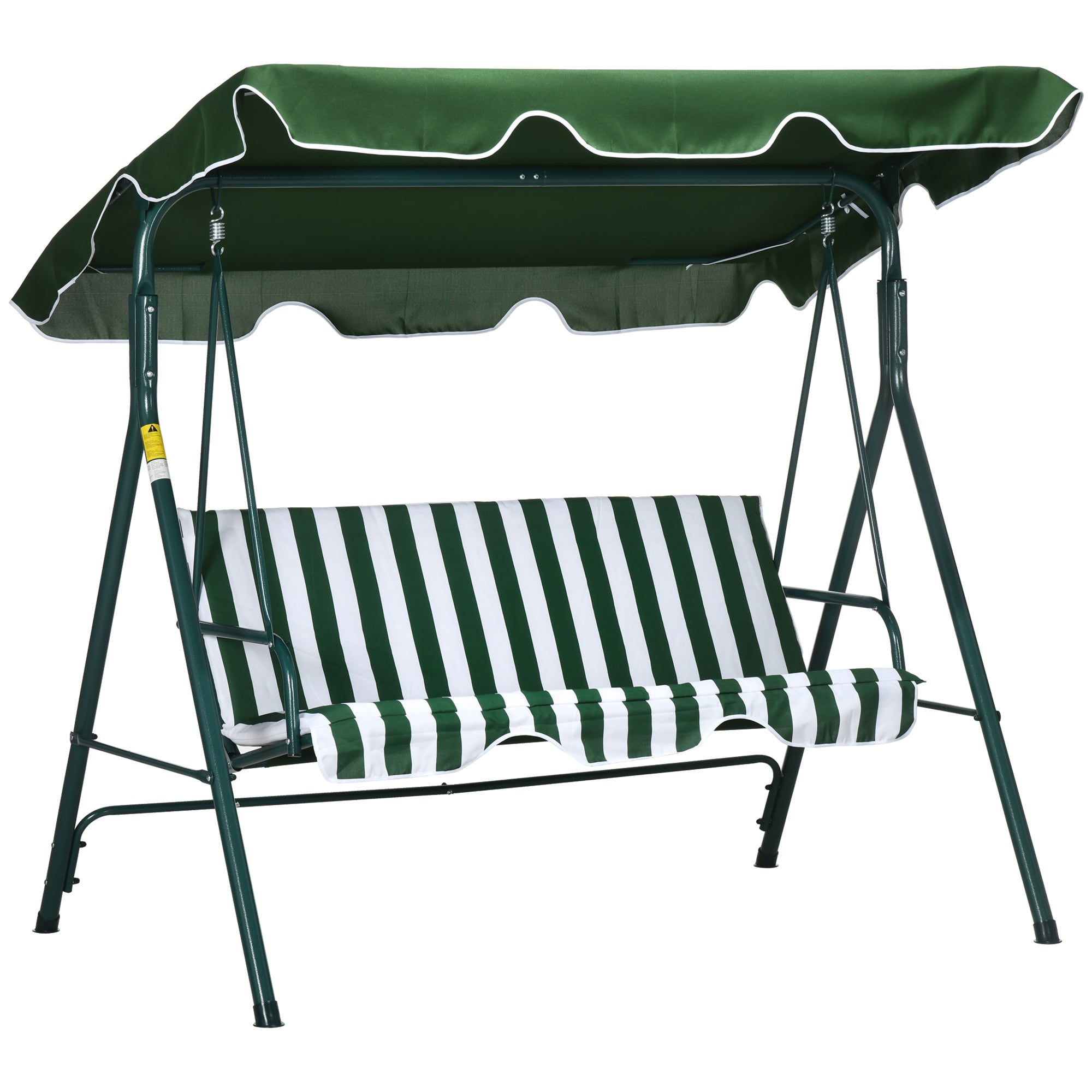 Outsunny 3-Seat Swing Chair Garden Swing Seat with Adjustable Canopy for Patio, Green - North Peak Garden Furniture