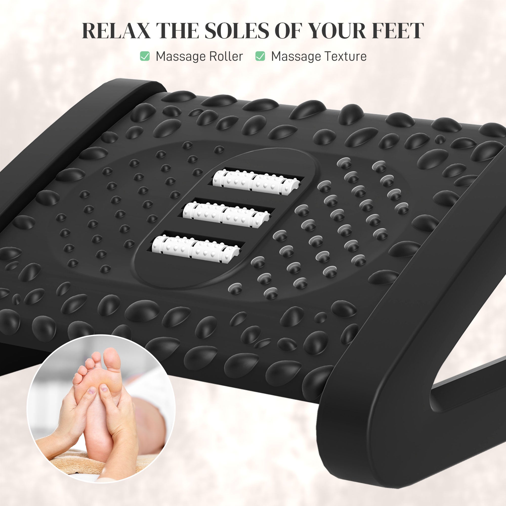 HOMCOM 10°-45° Six-Angle Massage Footrest - Black - North Peak Garden Furniture