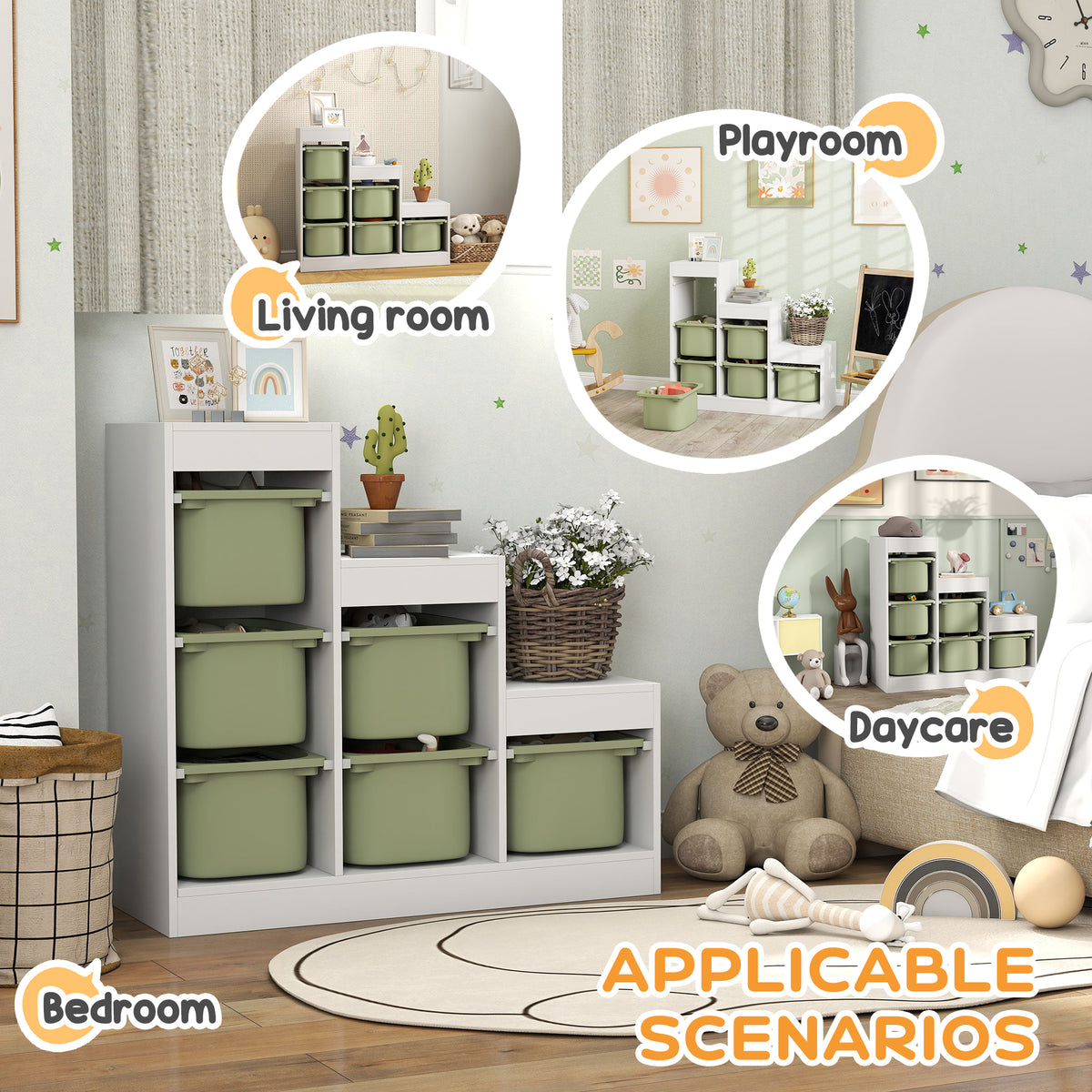 AIYAPLAY Toy Storage Organiser, Three-Layer Kids Toy Storage Units, with Removable Bins, for Ages 3-8 Years, Green