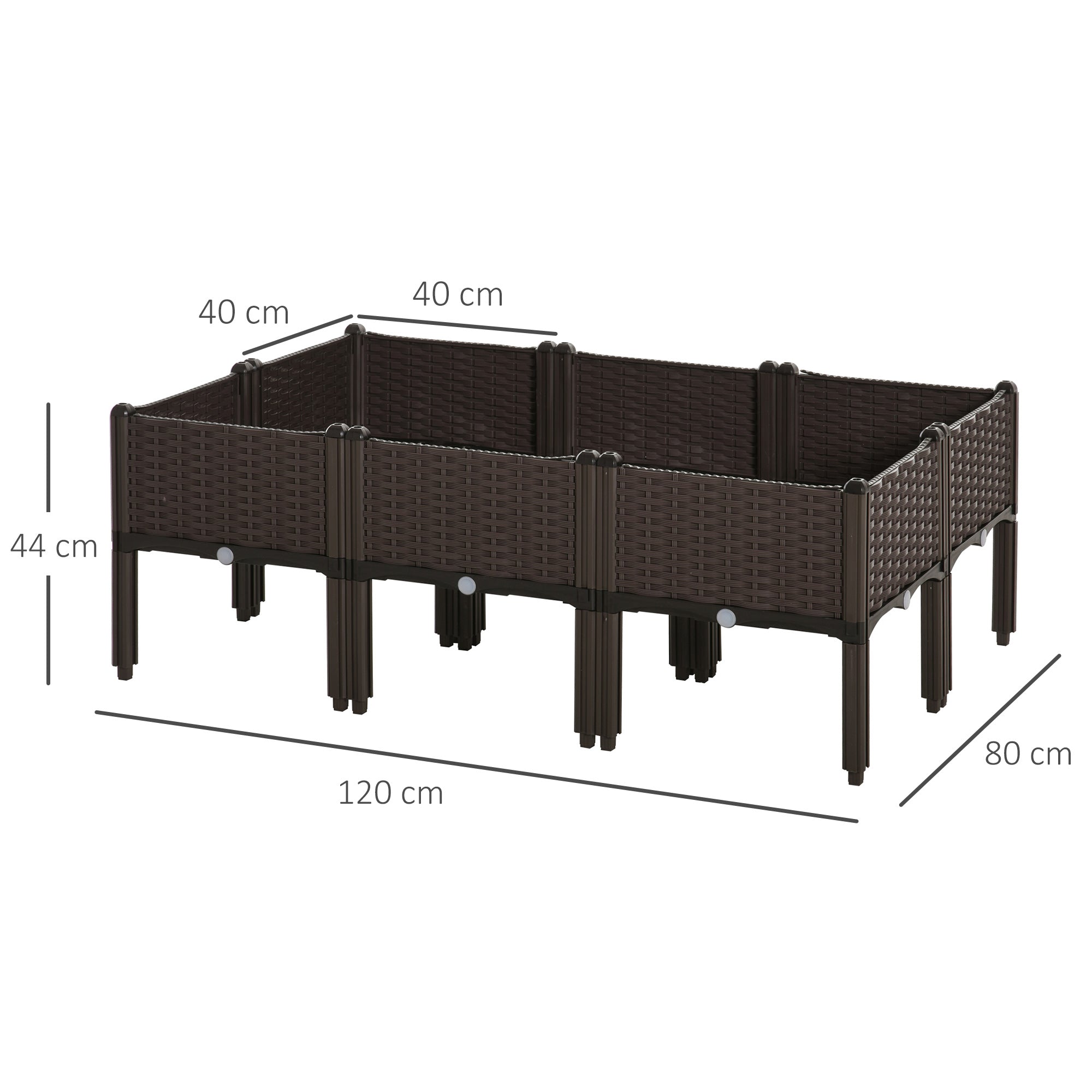 Outsunny Innovative Stacking Raised Bed: Polypropylene Planter for Veggies & Herbs, Efficient Drainage, Earthy Brown