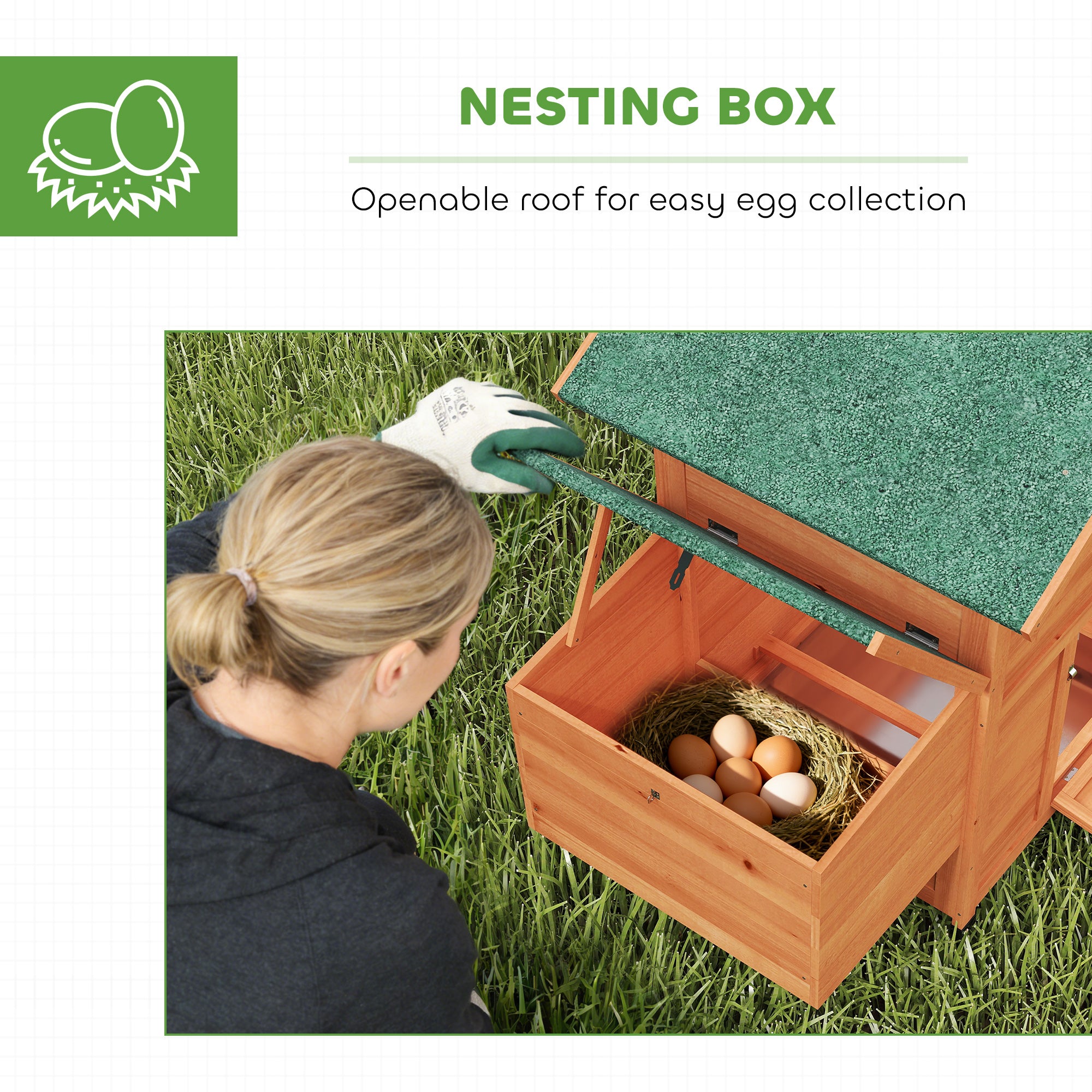PawHut Chicken Coop, Wooden Hen House with Nesting Box, Pull-Out Tray, Sliding Window, Waterproof Roof, Perches and Ramp