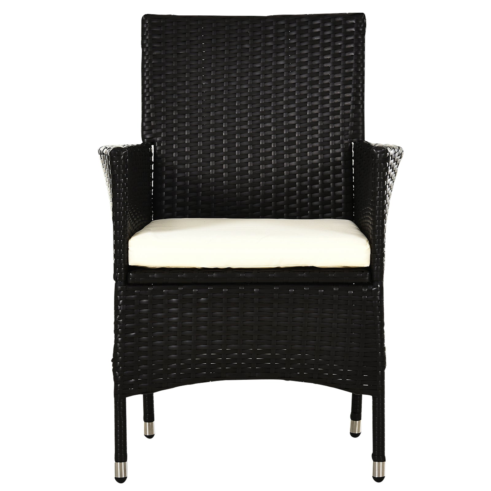 Outsunny Rattan Armchair Duo: Deep Coffee Garden Patio Seating with Cushions