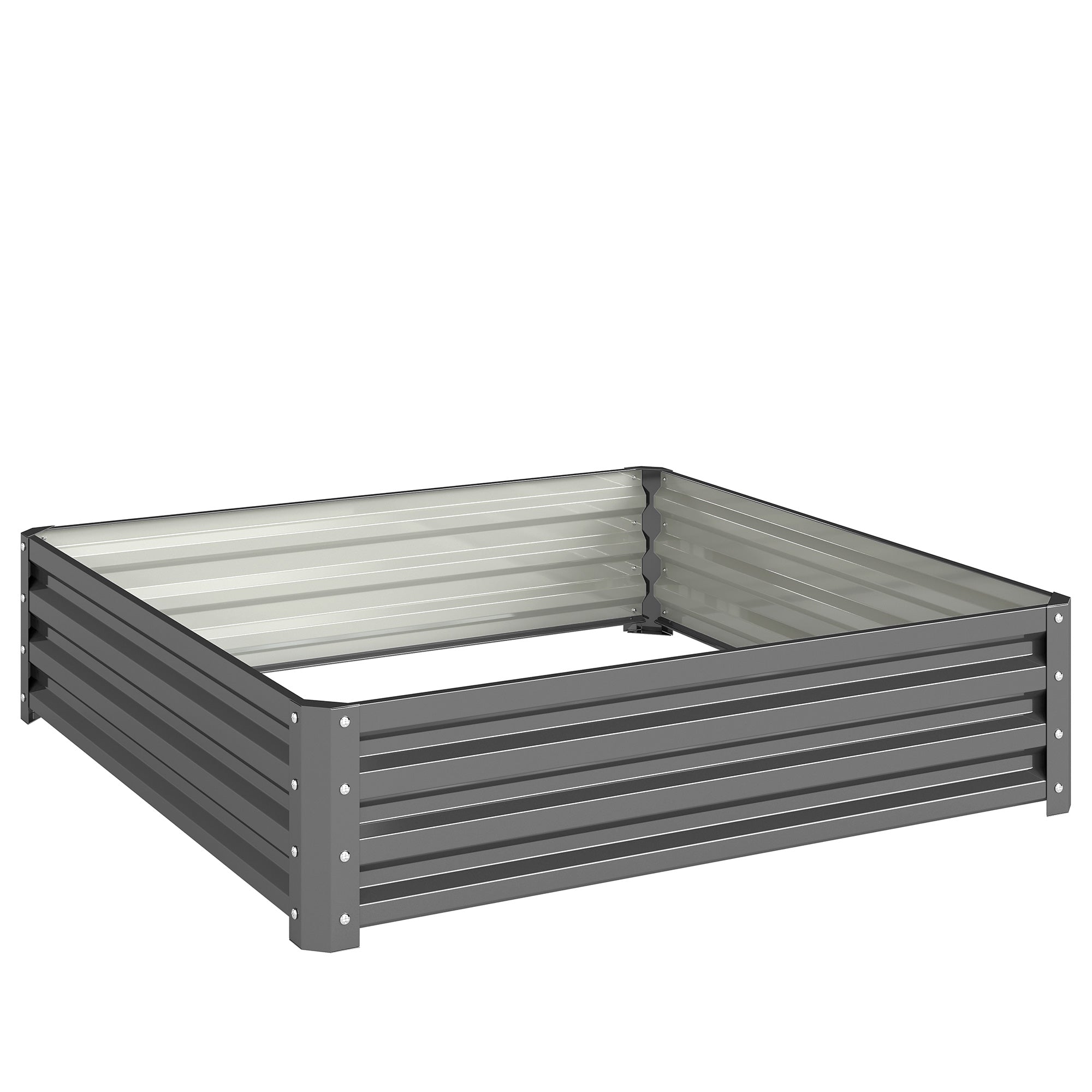 Outsunny 432L Square Raised Garden Bed Box Steel Frame for Vegetables, Flowers and Herbs, 120 x 120 x 30cm, Light Grey