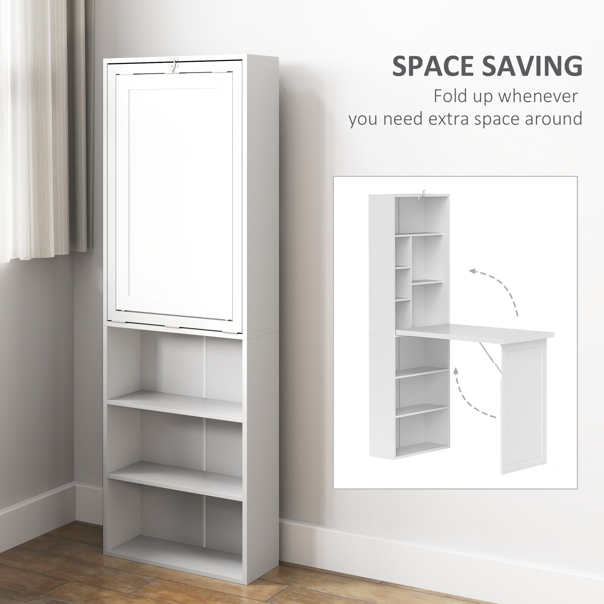 HOMCOM Three-Part Work Desk, with Storage and Chalkboard - White - North Peak Garden Furniture