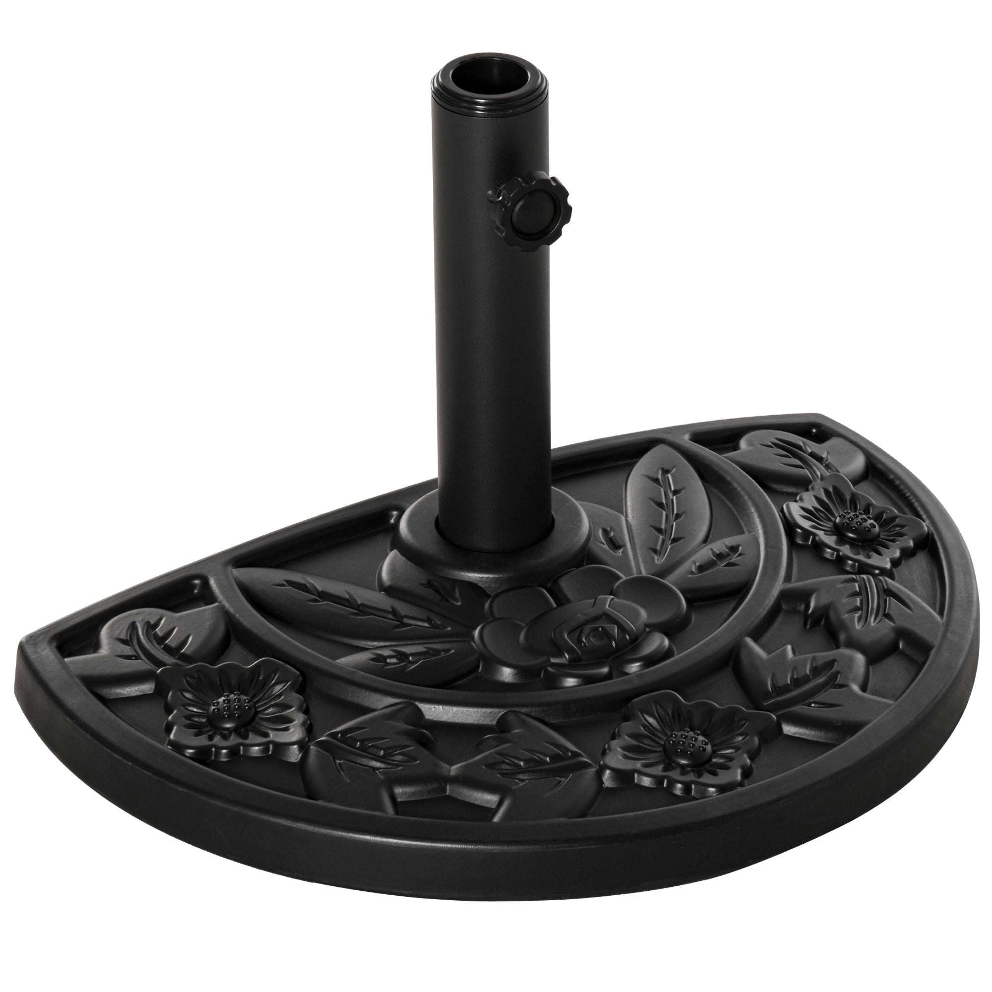 Outsunny 9kg Cement Concrete Half Round Parasol Base Umbrella Stand Garden Outdoor Accessories - Adjustable Coupler Suitable Umbrella Rod: Φ3.5cm, Φ3.8cm, Φ4.8cm - North Peak Garden Furniture