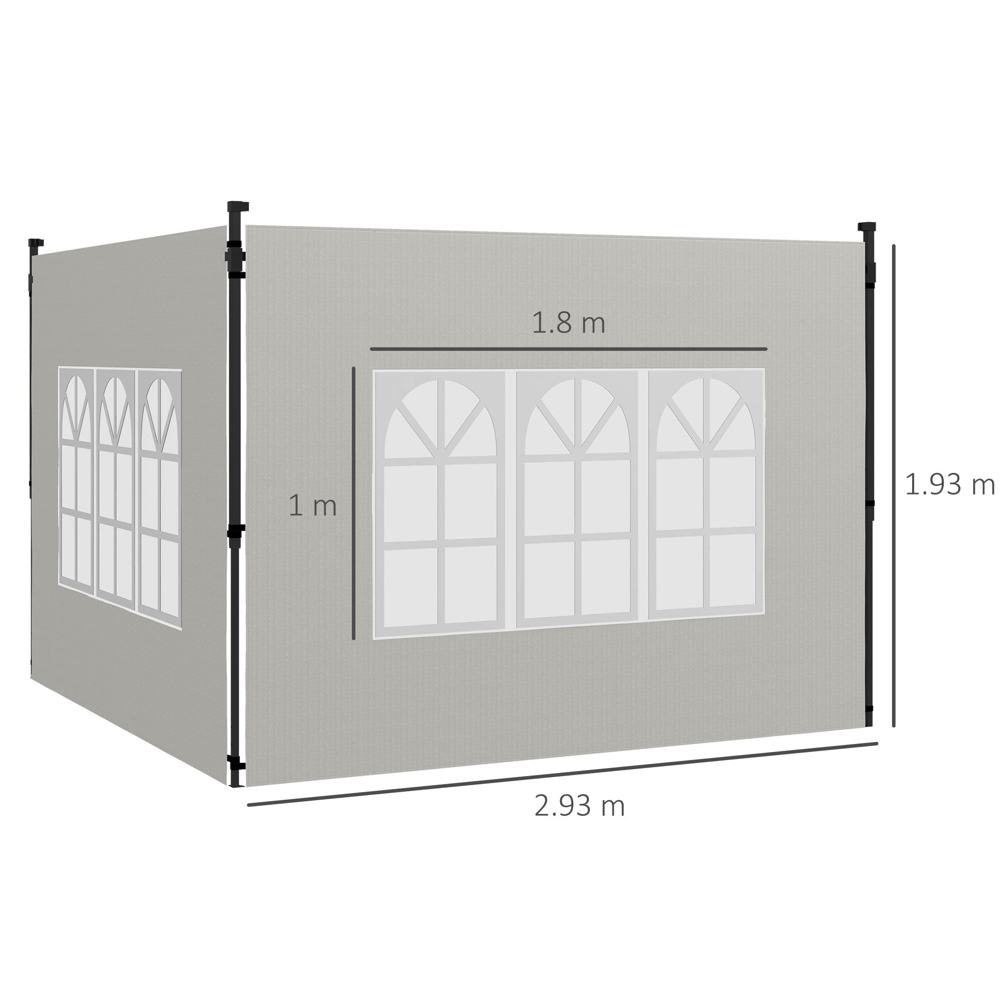 Outsunny Gazebo Side Panels, Sides Replacement with Window for 3x3(m) or 3x6m Gazebo Canopy, 2 Pack, White - North Peak Garden Furniture