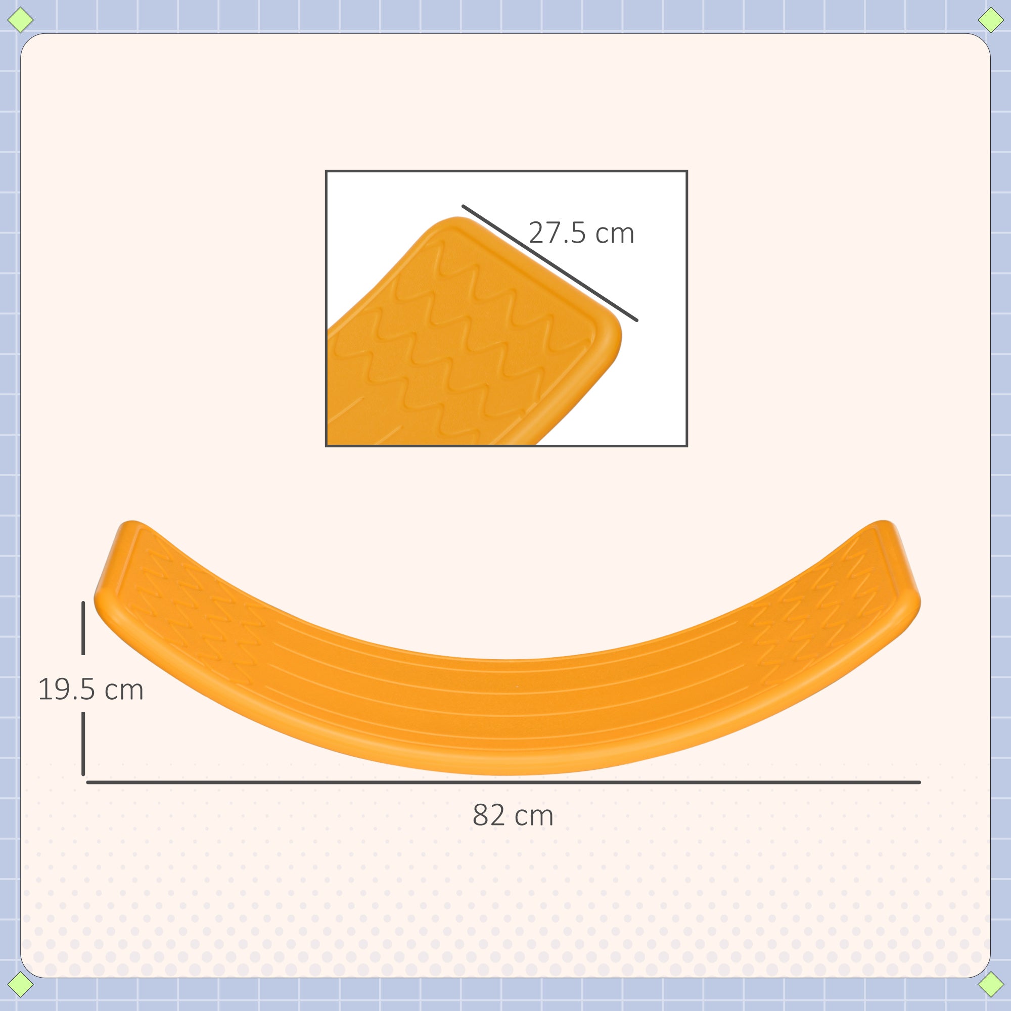 ZONEKIZ Balance Board Kids Wobble Board, Stepping Stone, Montessori Toy for Children, Nursery Toy, for Ages 3-6 Years, 82 x 27.5 x 19.5cm - Orange - North Peak Garden Furniture