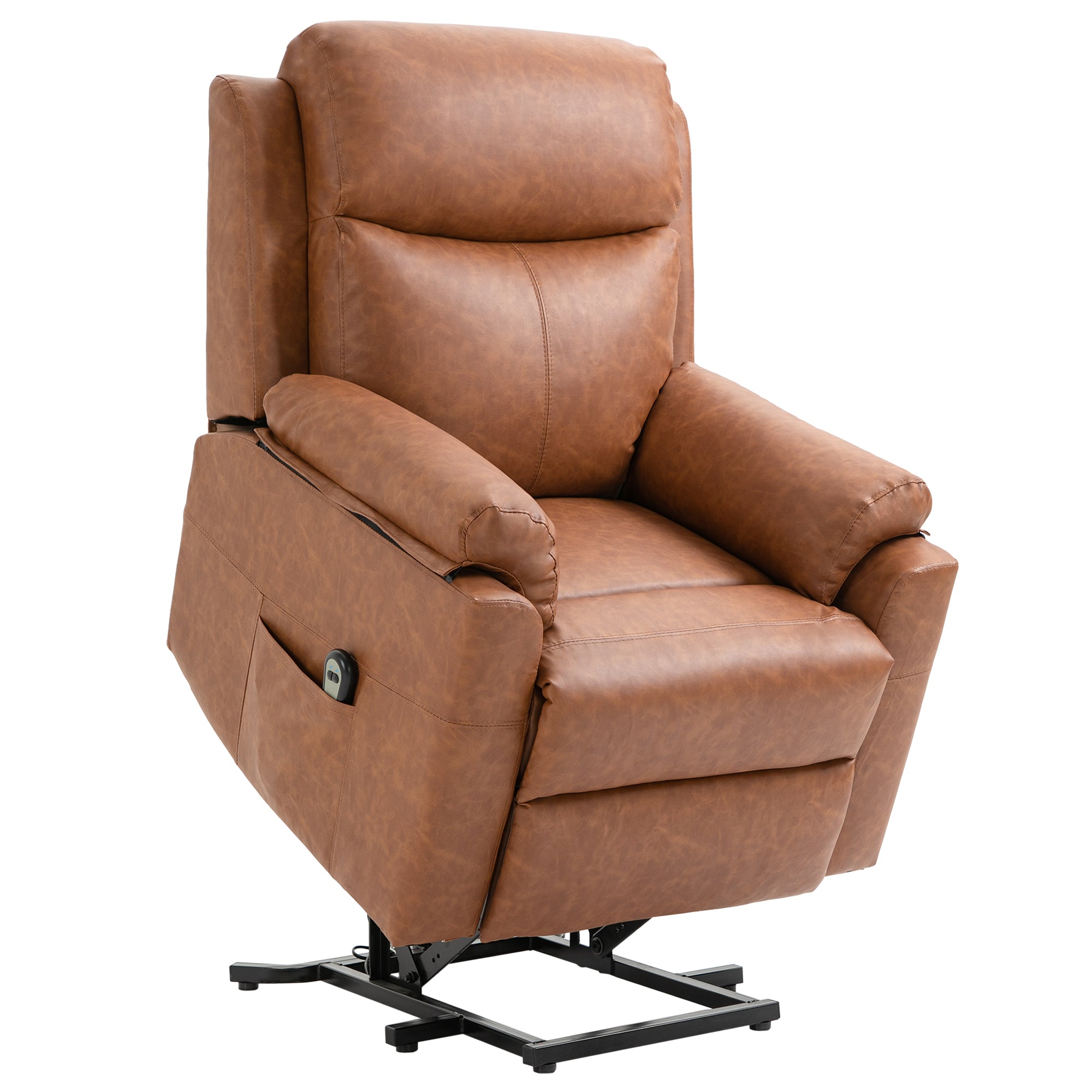 HOMCOM Faux Leather 70° Electric Riser Recliner Chair - Brown - North Peak Garden Furniture