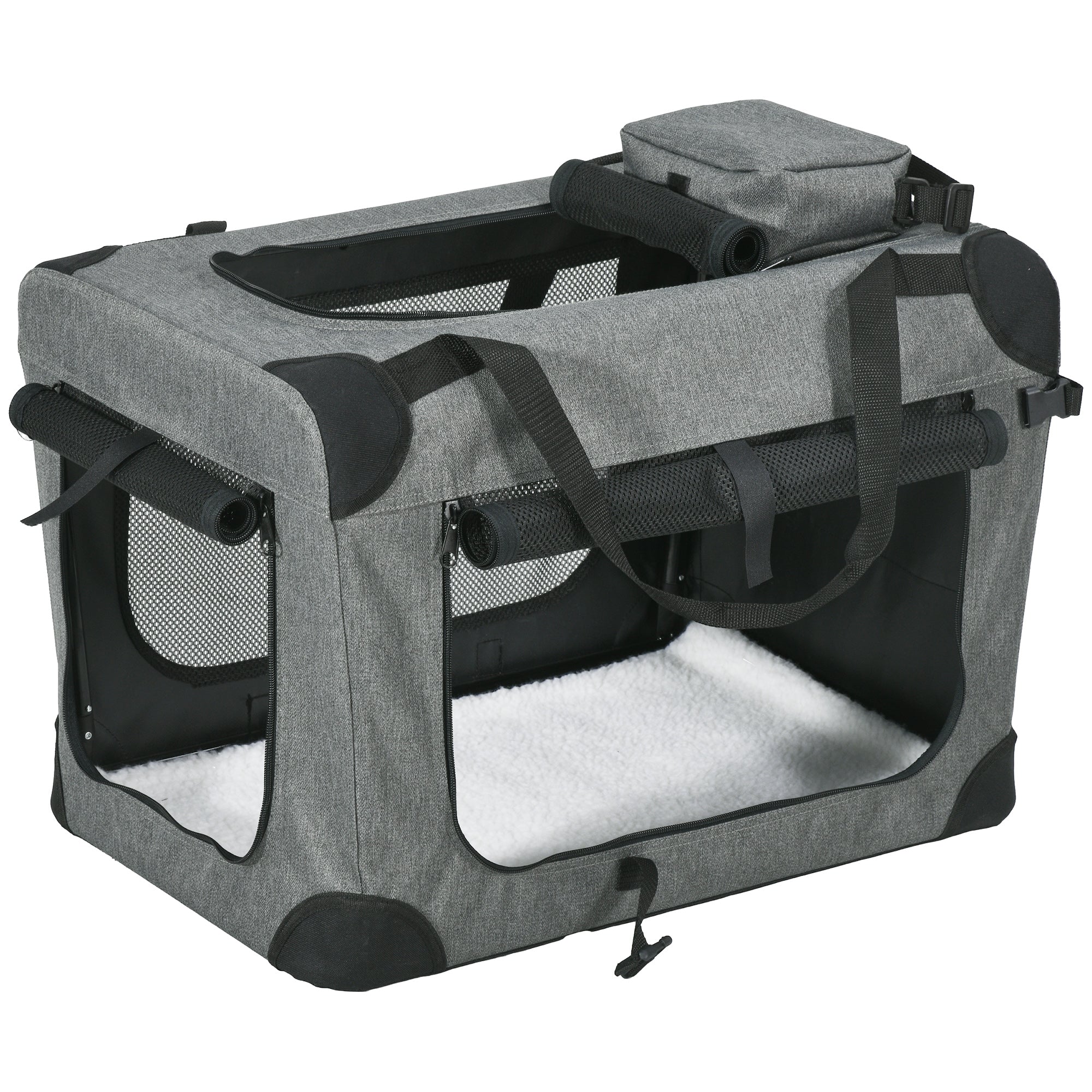 PawHut Oxford Fabric Folding Pet Carrier Bag Grey - North Peak Garden Furniture