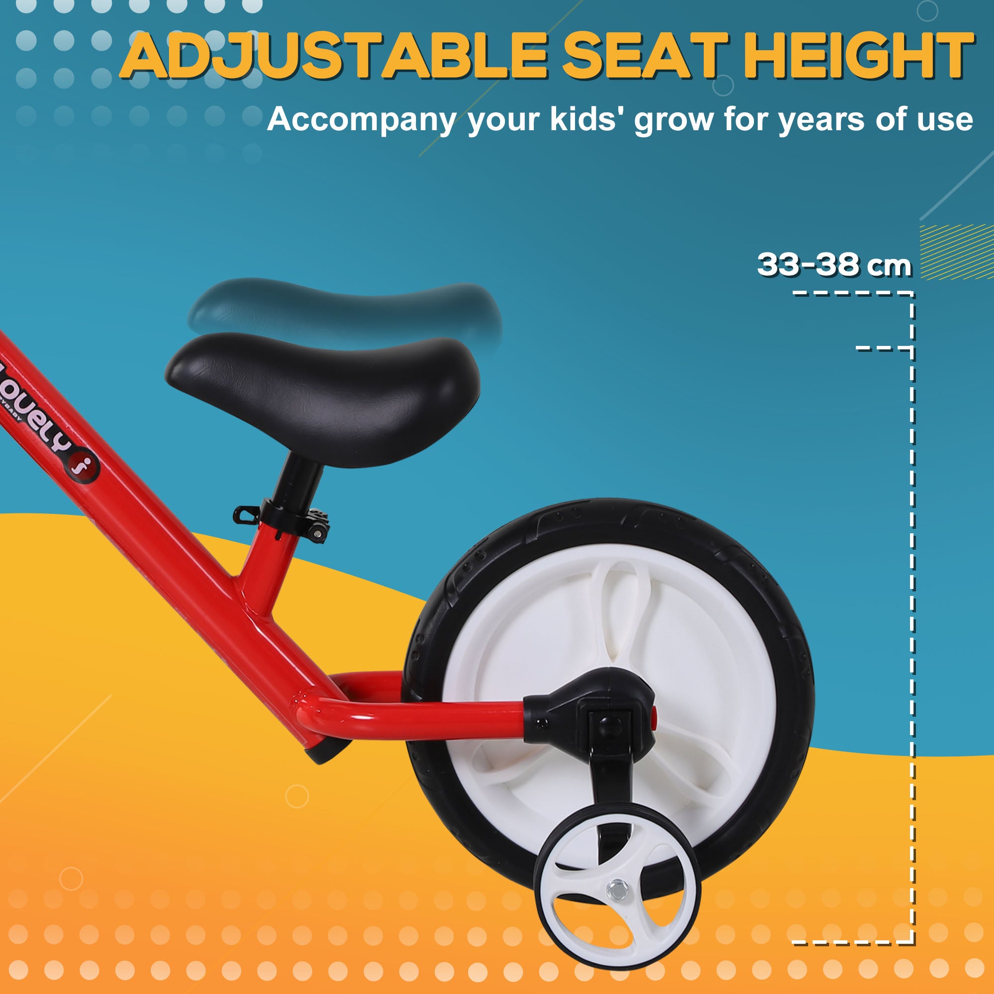 HOMCOM 11 Inch Kids Balance Bike Training Pedal Bicycle W/ Removable Stabilizers EVA Tyres Adjustable Seat Height 2 to 5 Years Gift for Boys Girls Red - North Peak Garden Furniture