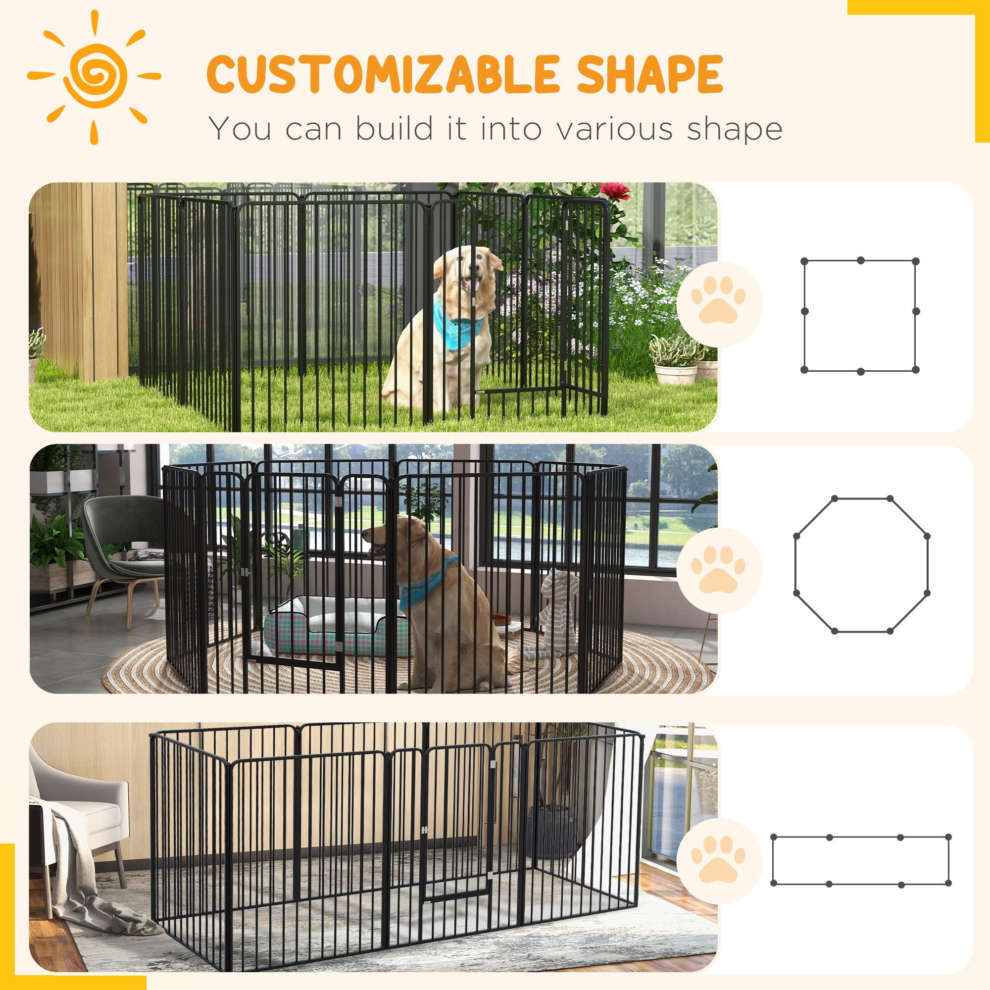 PawHut 100cm 8 Panels Heavy Duty Dog Pen, Pet Playpen for Indoors, Outdoors, Small, Medium, Large Dogs - North Peak Garden Furniture