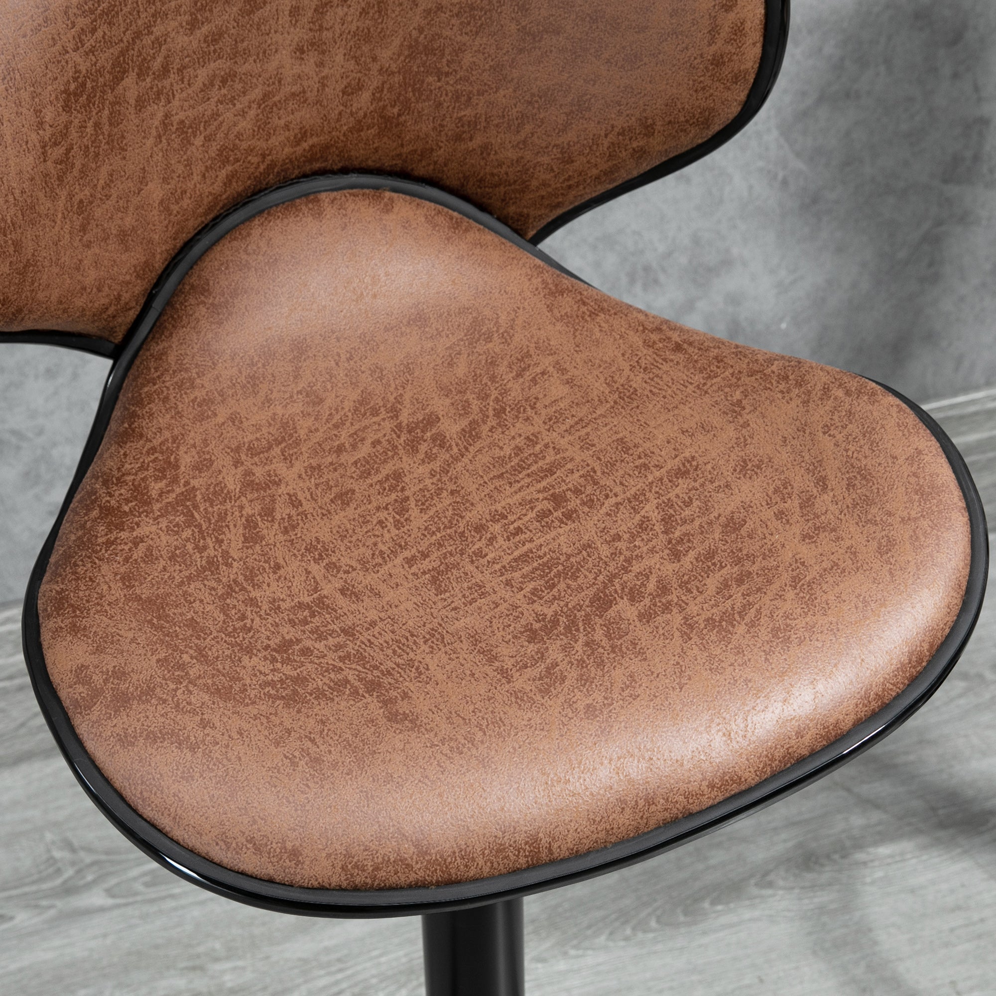 HOMCOM Bar Stool Set of 2 Microfiber Cloth Adjustable Height Armless Chairs with Swivel Seat, Brown - North Peak Garden Furniture