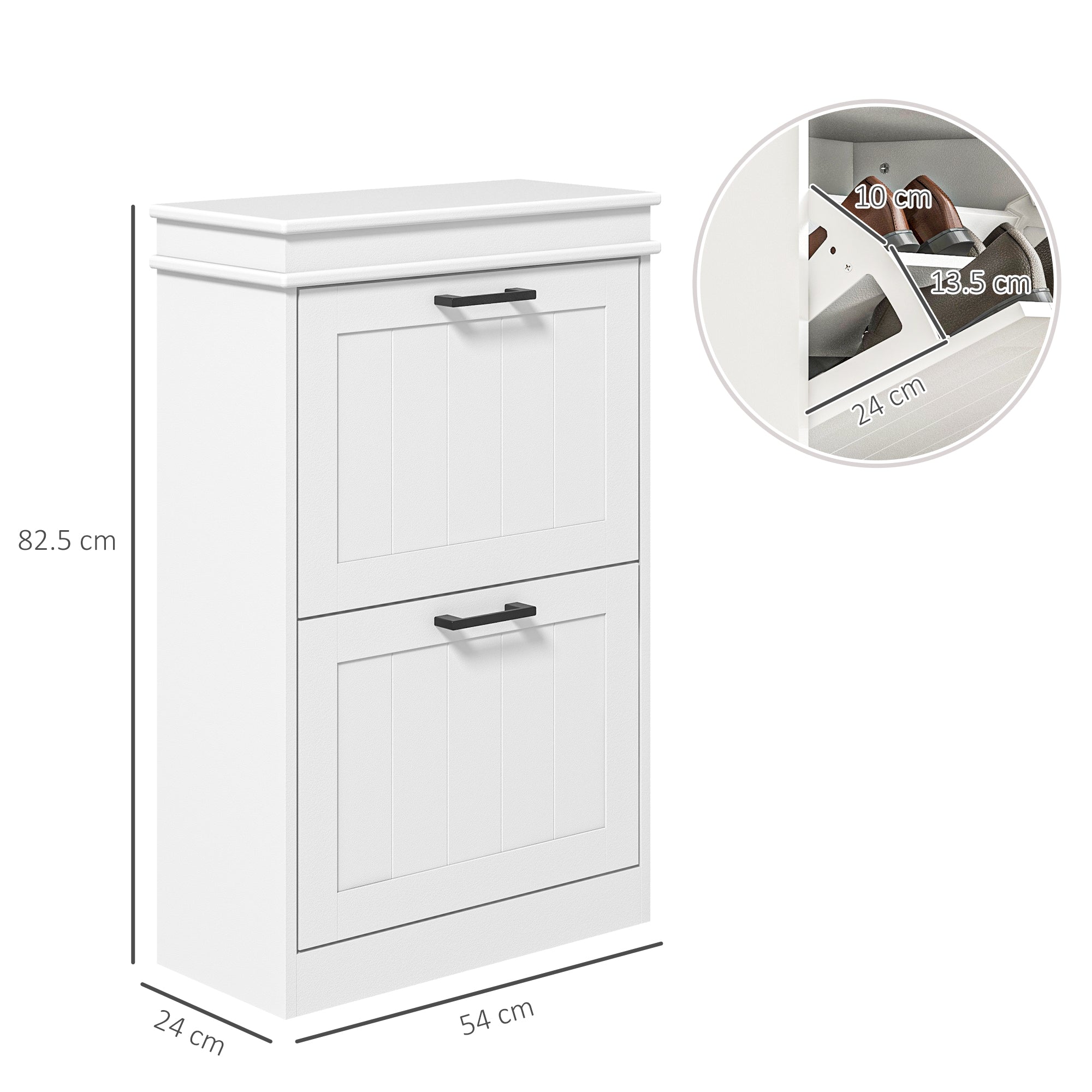 HOMCOM Two-Drawer Minimalistic Shoe Storage Cabinet, for 10 Shoes