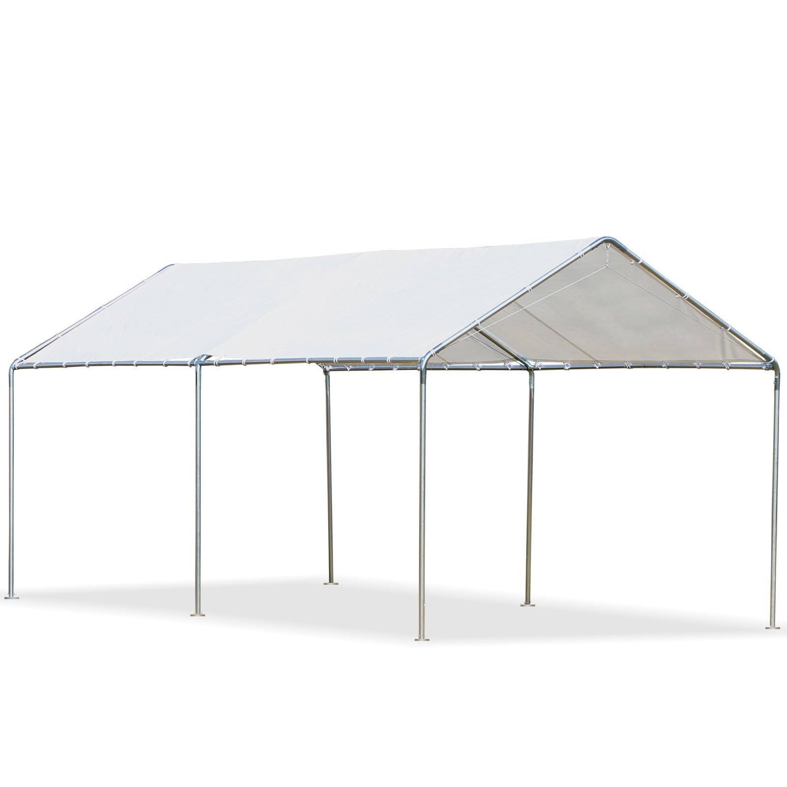 Outsunny 3 x 6m Heavy Duty Carport Garage Car Shelter Galvanized Steel Outdoor Open Canopy Tent Water UV Resistant Waterproof, White - North Peak Garden Furniture