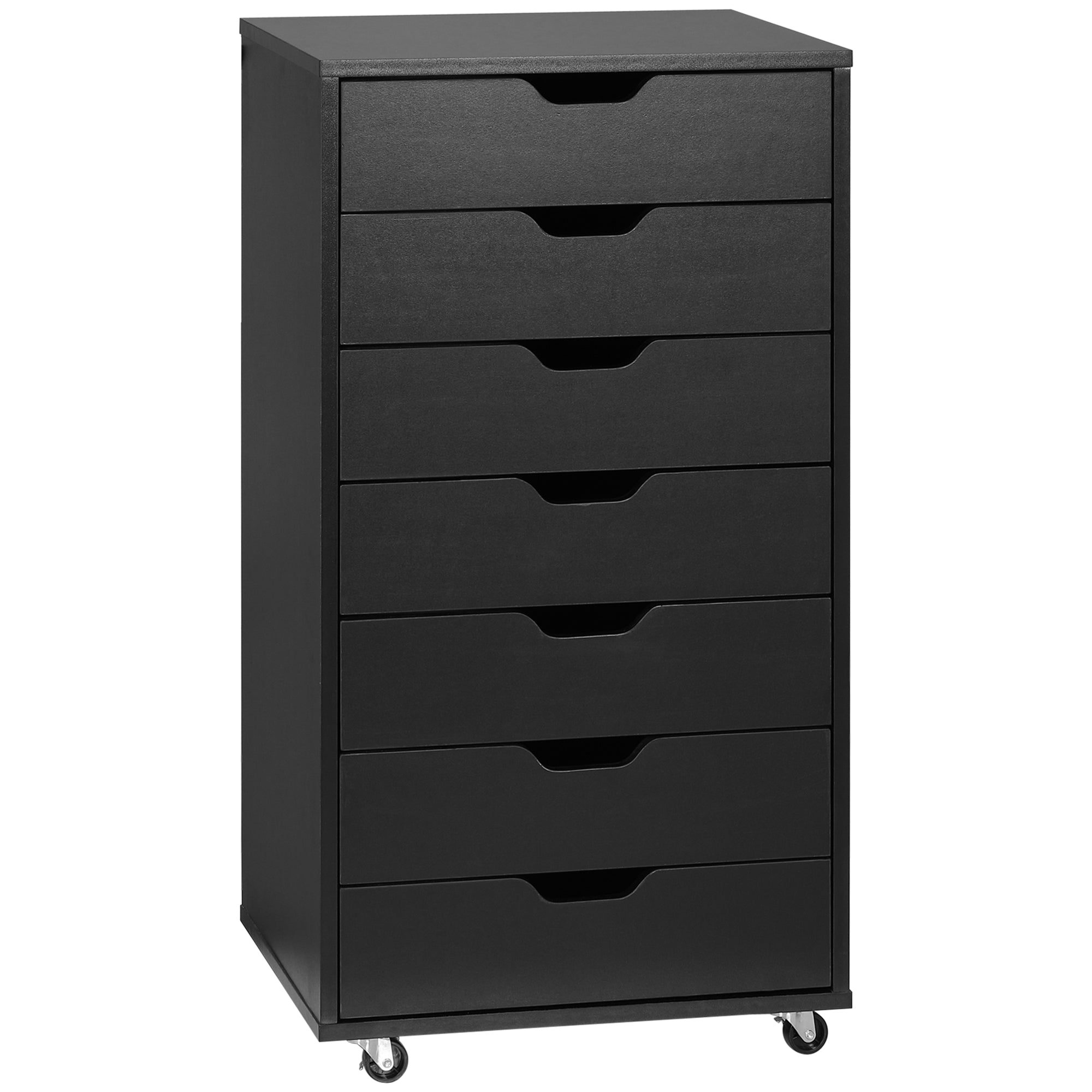 Vinsetto Seven-Drawer Filing Cabinet, with Wheels - Black