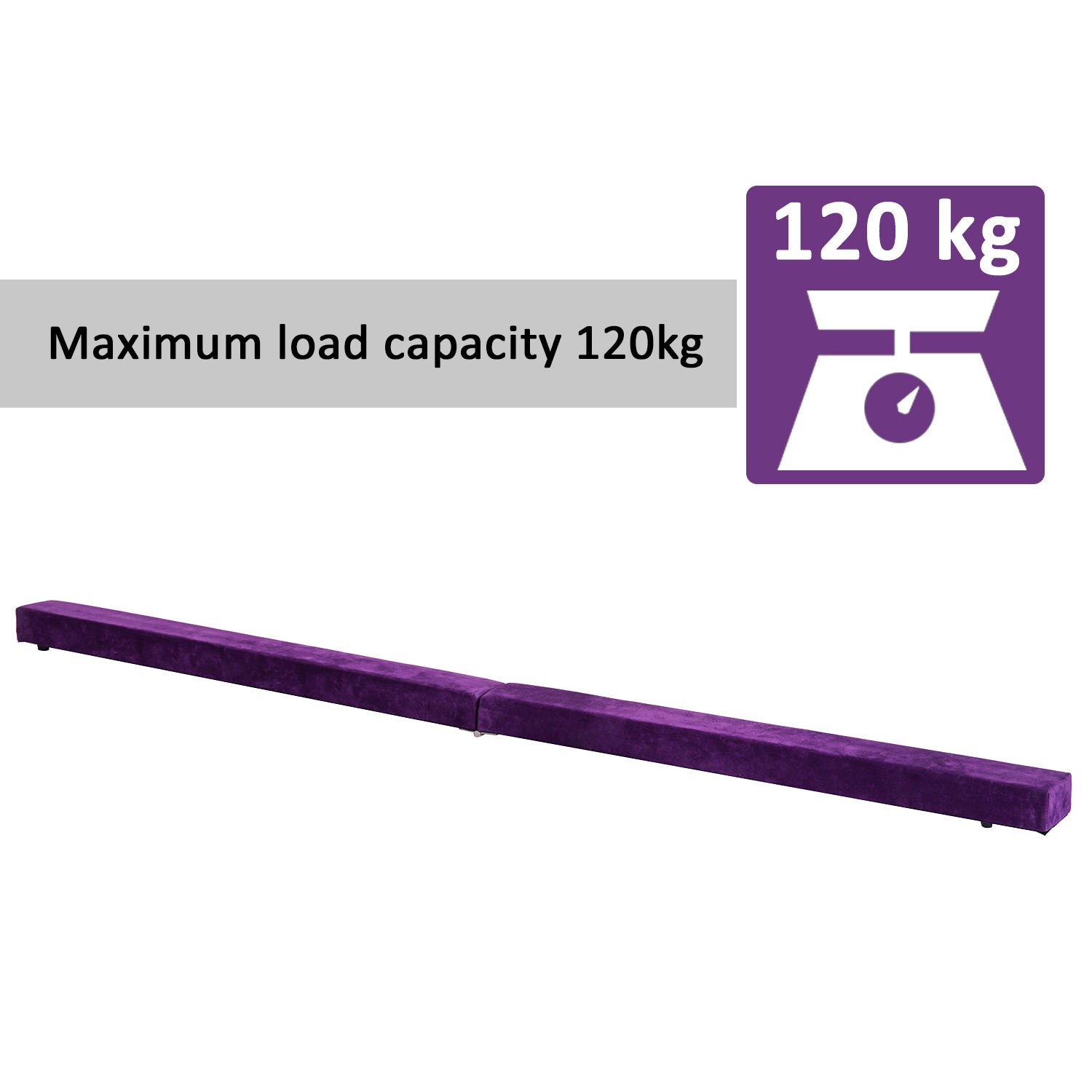 HOMCOM 2.4M 8FT Gymnastics Folding Balance Beam Home Gym Training Exercise Sports - Purple