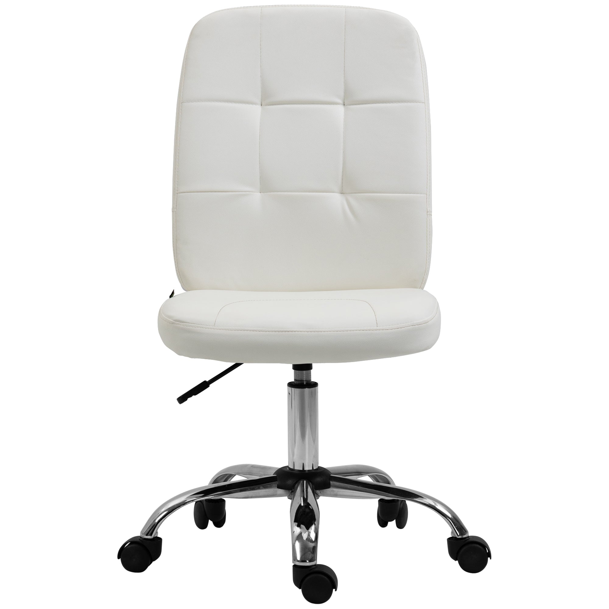 Vinsetto Armless Faux Leather Office Chair - White - North Peak Garden Furniture