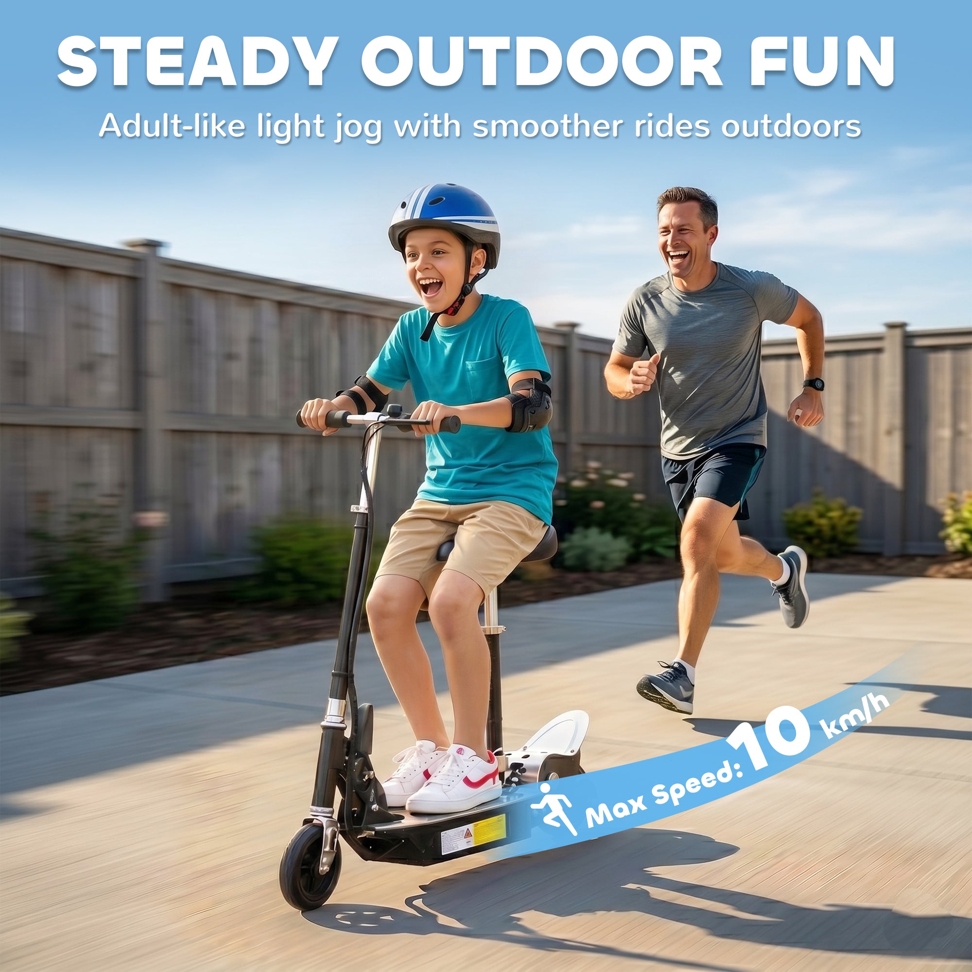 HOMCOM 120W Foldable Powered Scooters with 24V Rechargeable Battery, Adjustable Ride on Toy (Black)