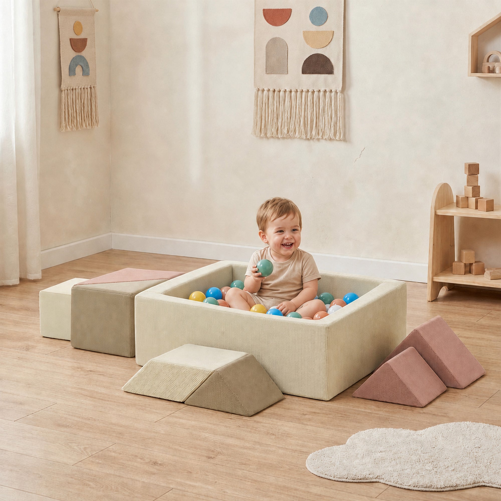 AIYAPLAY Soft Play 9 Piece Foam Climbing Blocks Soft Play Set with Tangram Play, Removable Cover for Kids Room, Ages 3-6 Years
