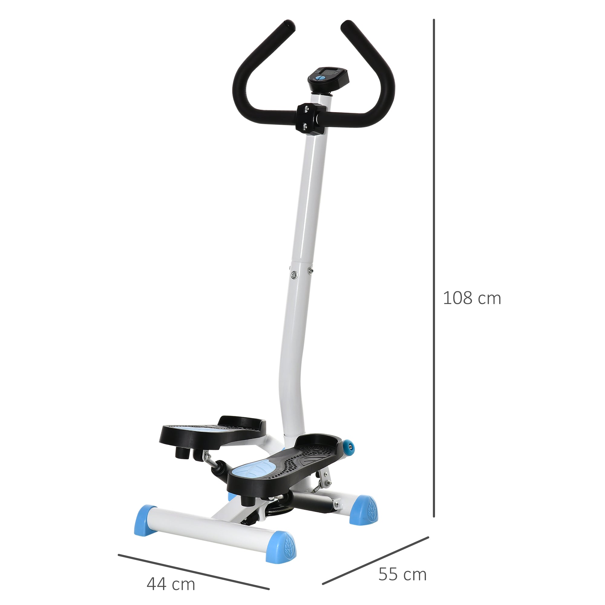 HOMCOM Twister Stepper Height Adjustable Step Machine, with LCD Screen - Blue - North Peak Garden Furniture