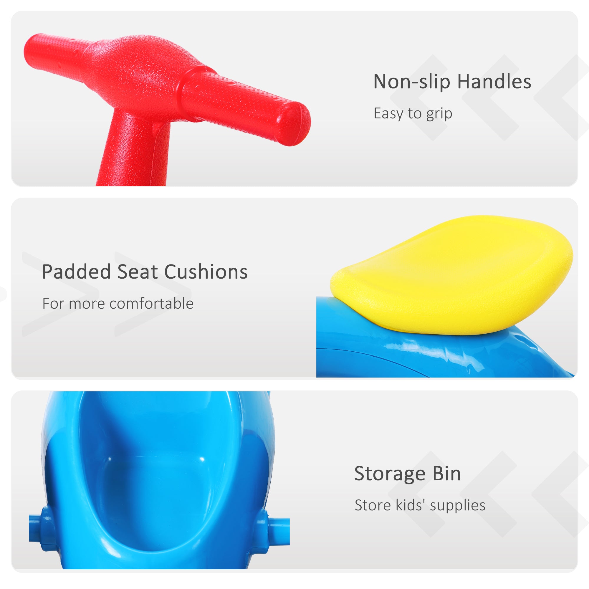 HOMCOM Baby Balance Bike Toddler Training Walker Smooth Rubber Wheels Ride on Toy Storage Bin Gift for Boys Girls Blue Red - North Peak Garden Furniture