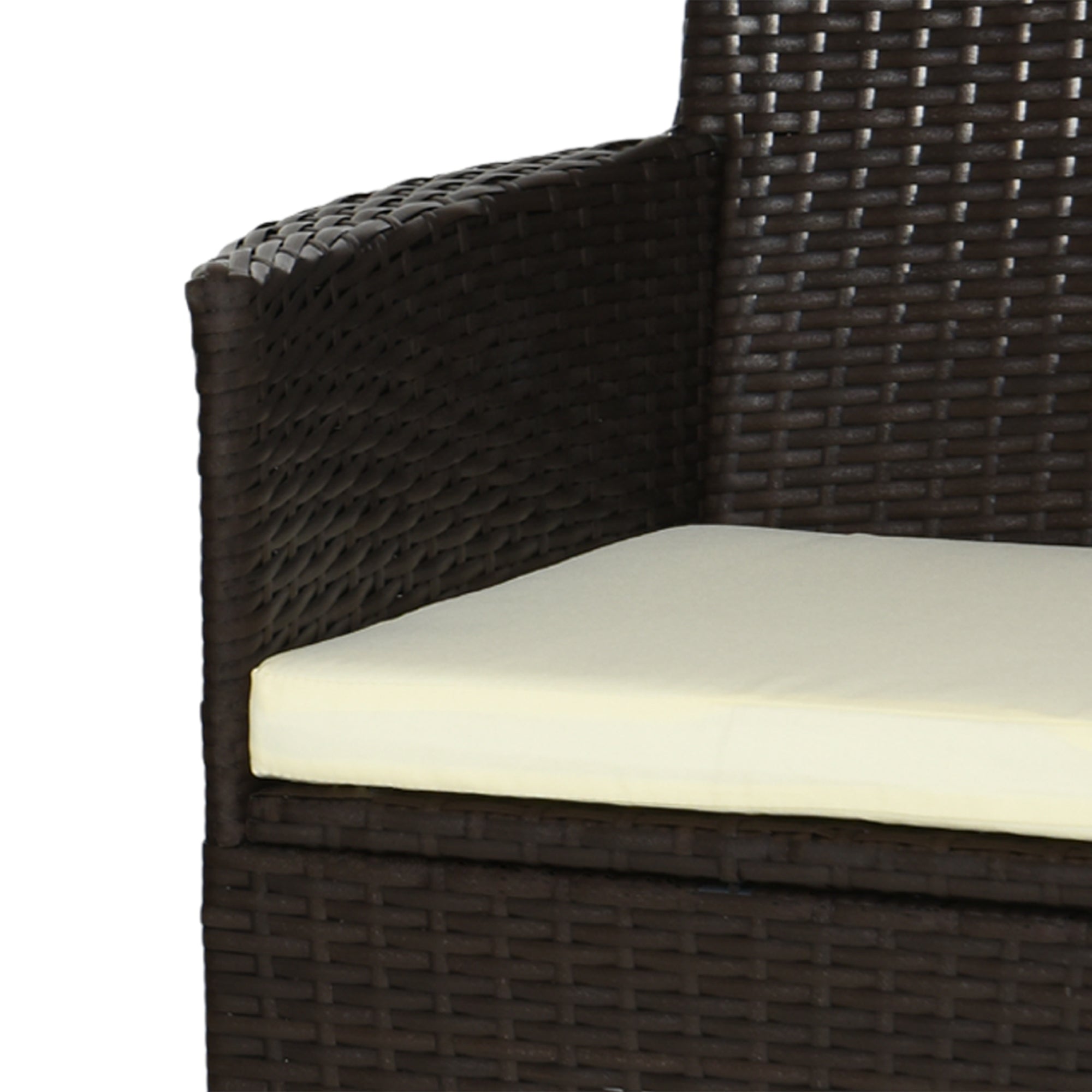 Outsunny 2 PC Outdoor Rattan Armchair Dining Chair Garden Patio Furniture w/ Armrests Cushions Deep Coffee - North Peak Garden Furniture