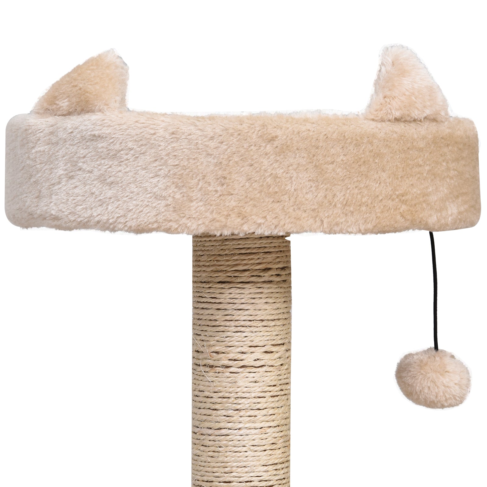 PawHut Cat Scratching Post, 3-Tier Sisal Rope with Playful Toys, Sturdy and Entertaining, Beige