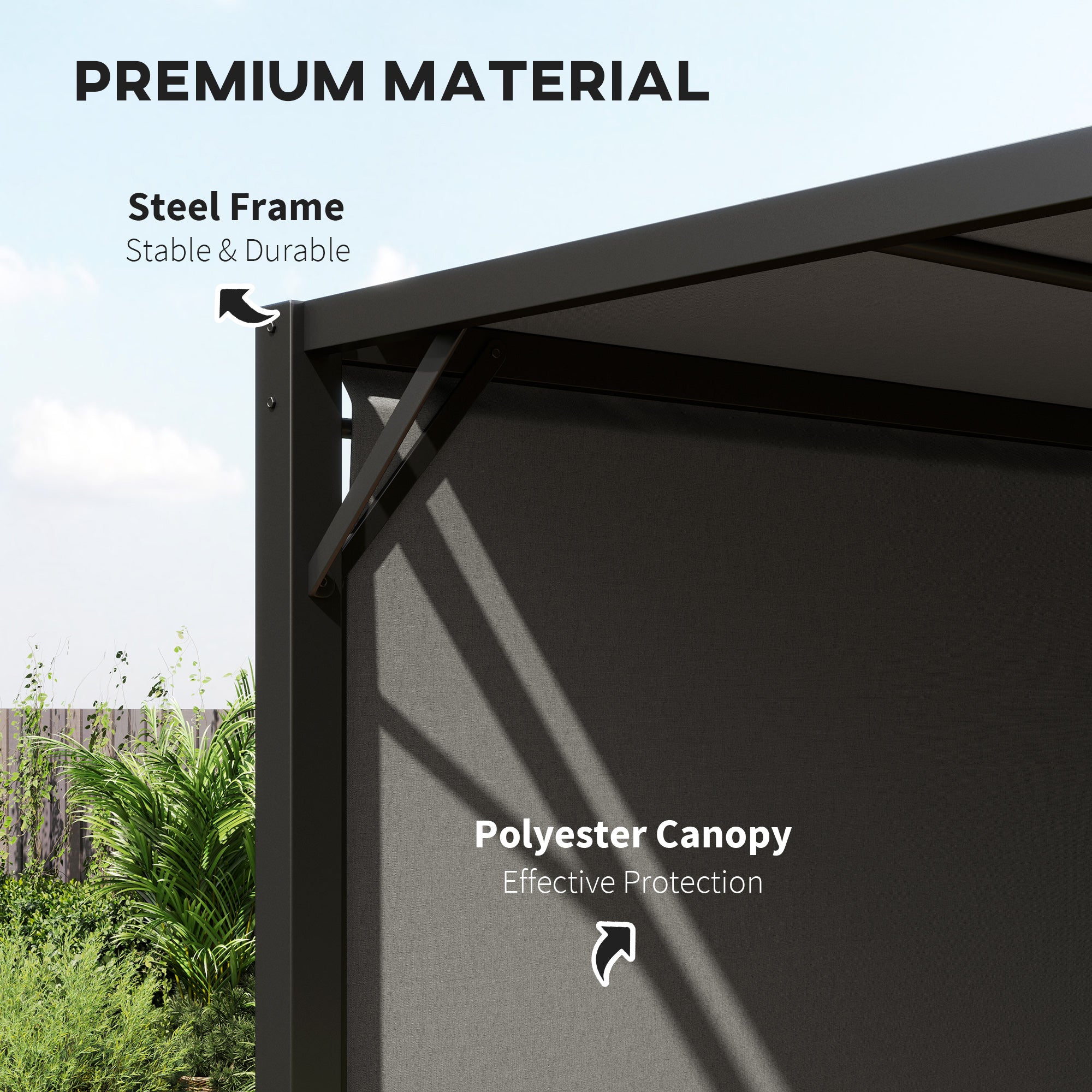 Outsunny 3 X 3 Meters Pergola with Retractable Roof, Garden Gazebo with Adjustable Sun Shade Canopy and Steel Frame, Charcoal Grey - North Peak Garden Furniture
