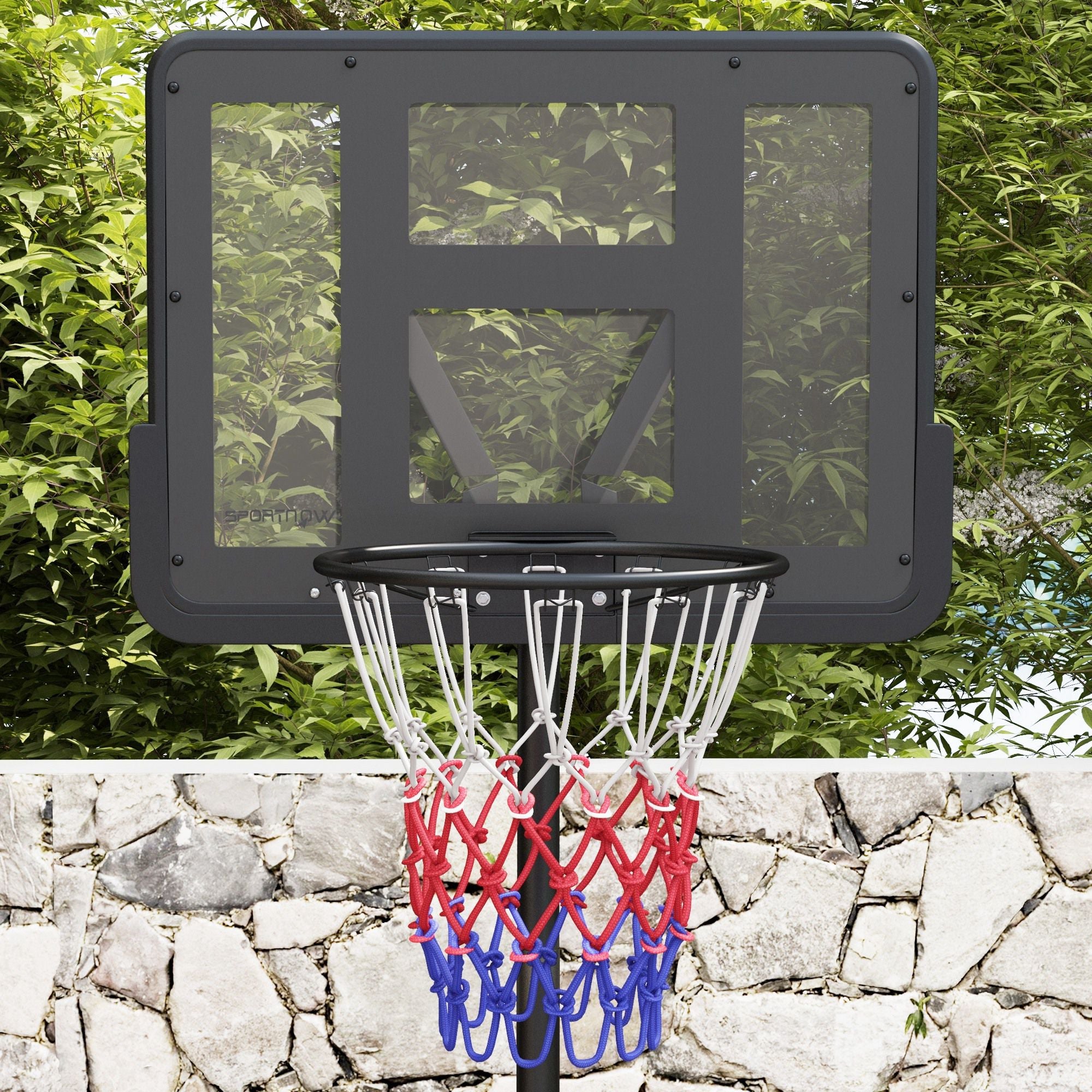 SPORTNOW Height Adjustable Basketball System, Freestanding Basketball Hoop and Stand w/ Wheels, 167-228cm - North Peak Garden Furniture