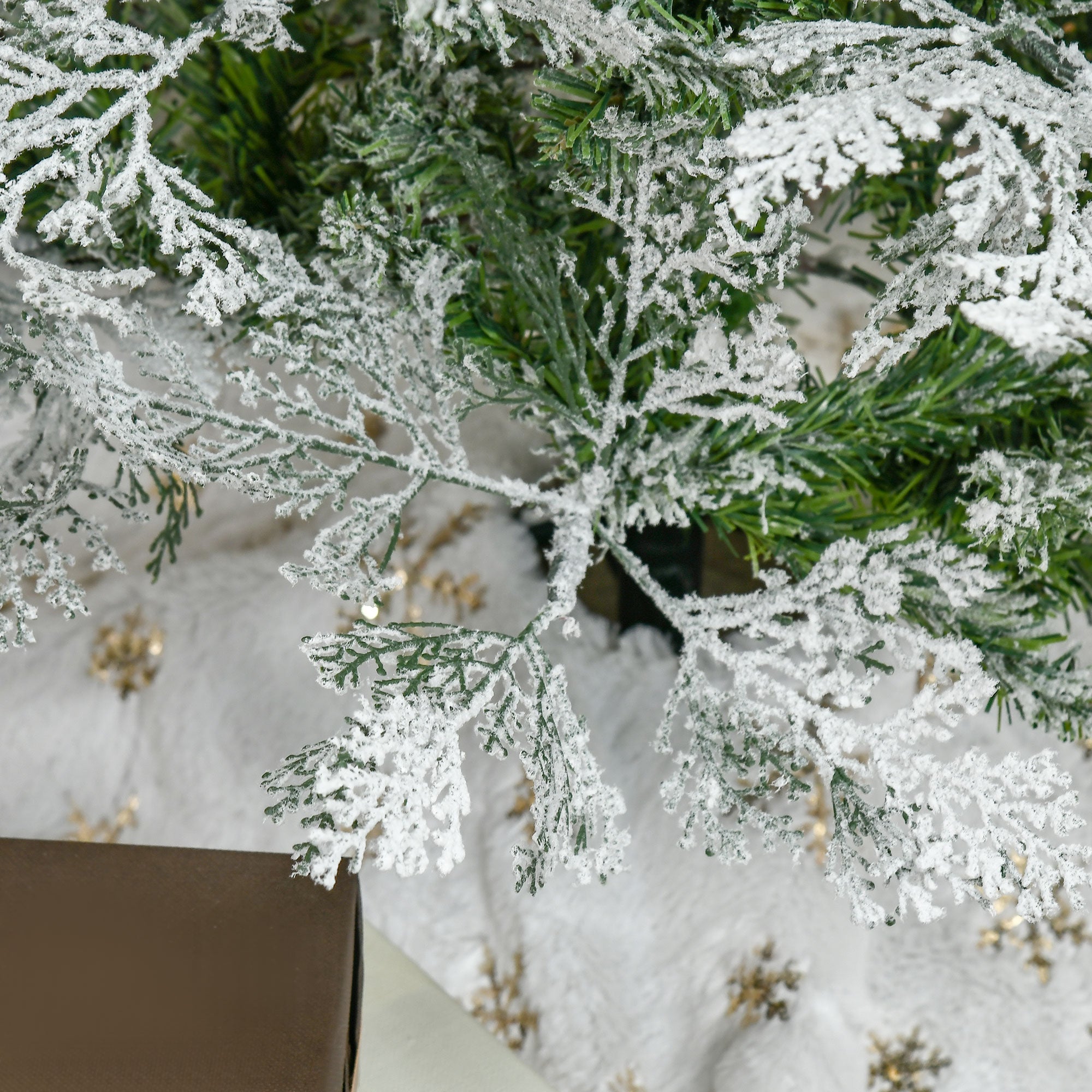 HOMCOM 6 Ft Pencil Snow Flocked Artificial Christmas Tree with Realistic Cypress Branches, Auto Open, Green - North Peak Garden Furniture