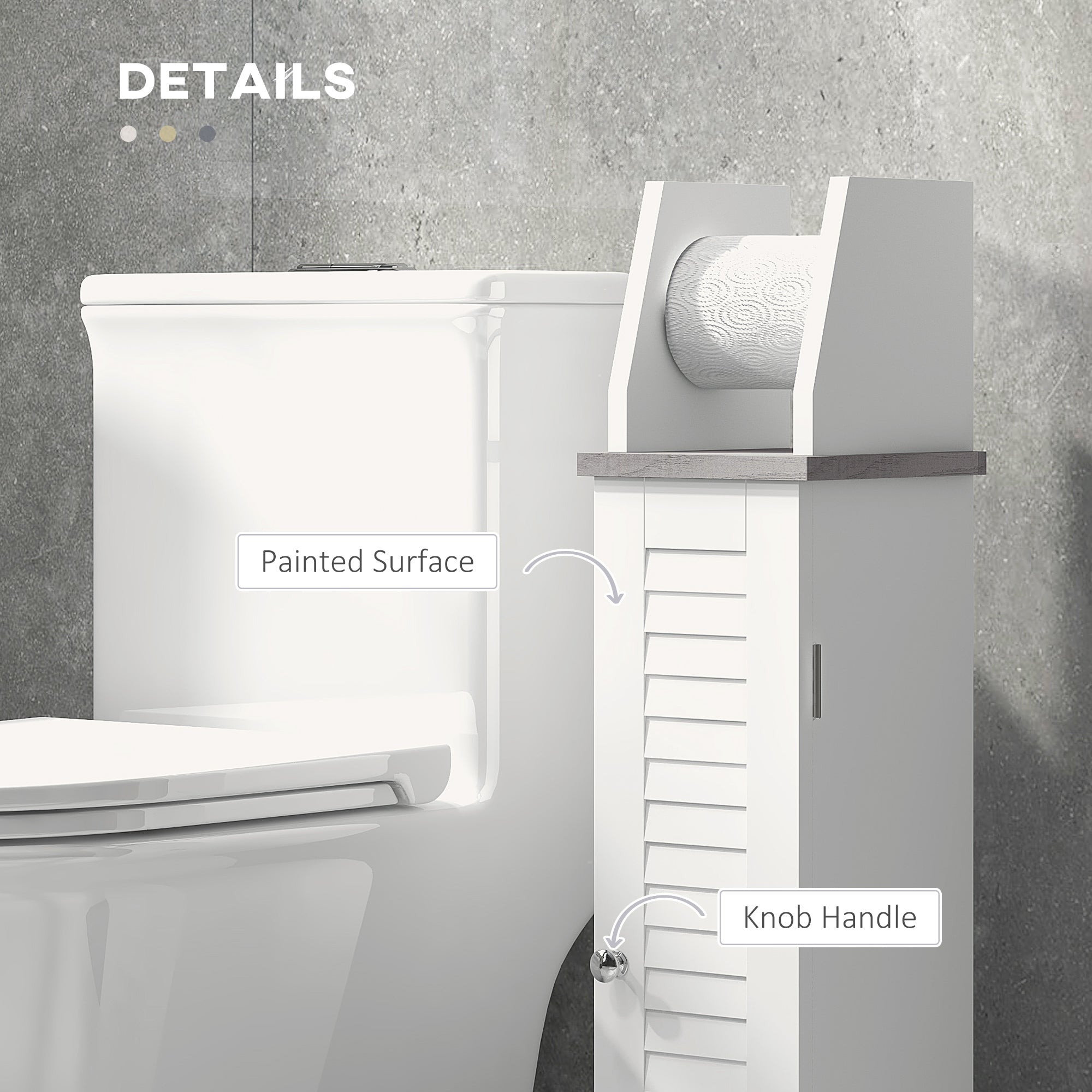 kleankin Slim Bathroom Floor Cabinet with Cupboard, Roll Holder and Adjustable Shelf, Toilet Roll Storage Unit for Toilet Paper, Shampoo, White - North Peak Garden Furniture