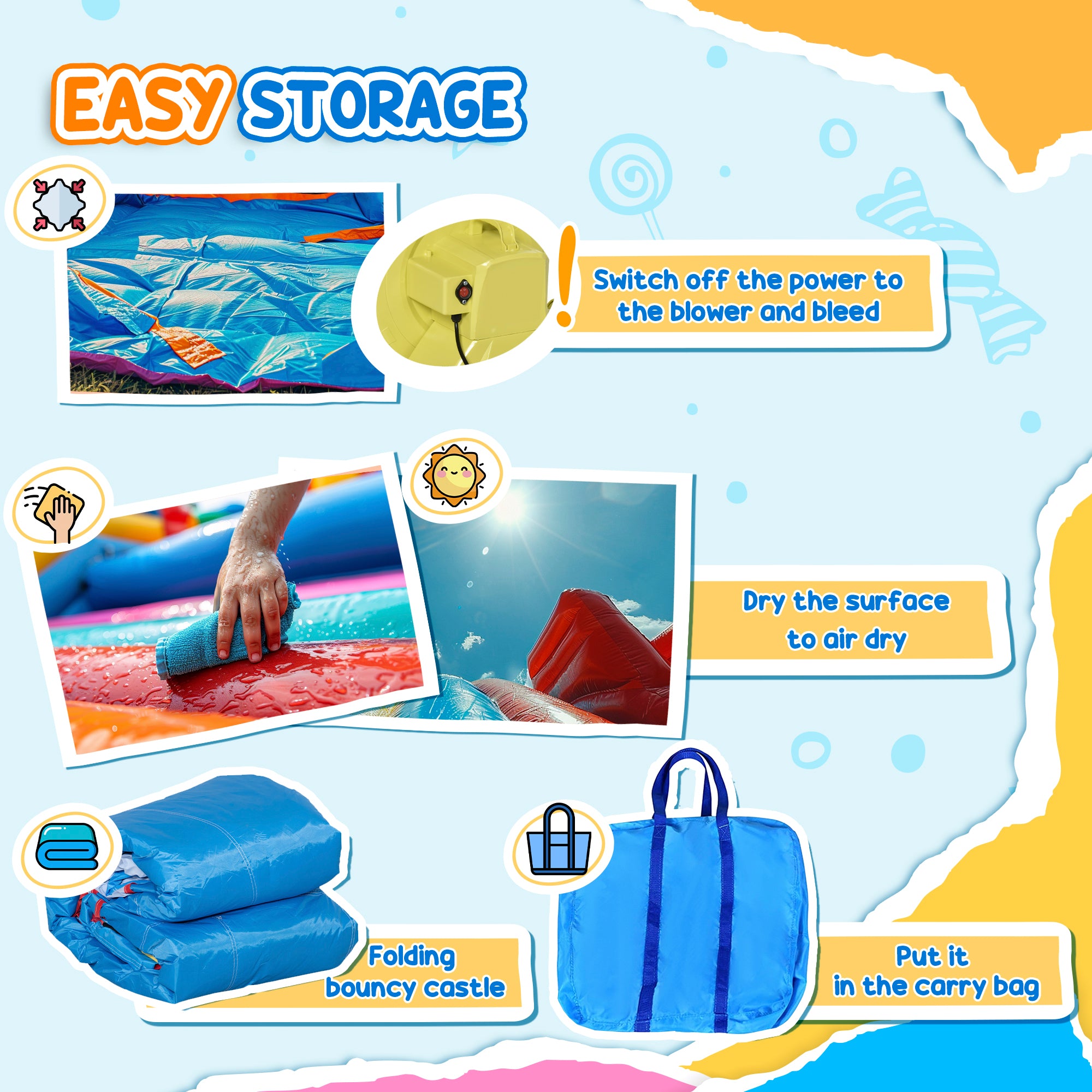 Outsunny Kids Inflatable Bouncy Castle Water Slide 6 in 1 Bounce House Jumping Castle Water Gun Climbing Wall with Air Blower for Age 3-8, 3.9 x 3 x 2m - North Peak Garden Furniture