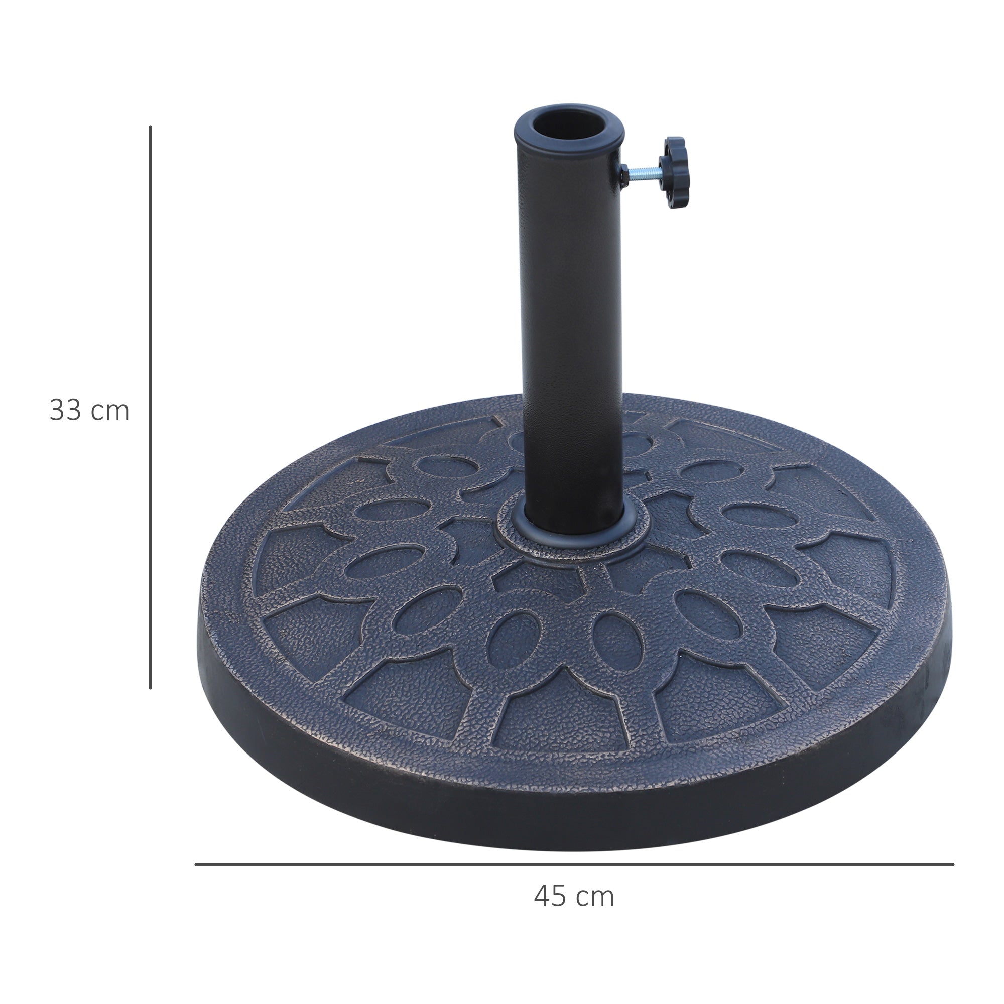 Outsunny 13kg Resin Umbrella Stand Holder, Garden Parasol Base for 38mm or 48mm Outdoor Umbrella Poles, Bronze Tone - North Peak Garden Furniture